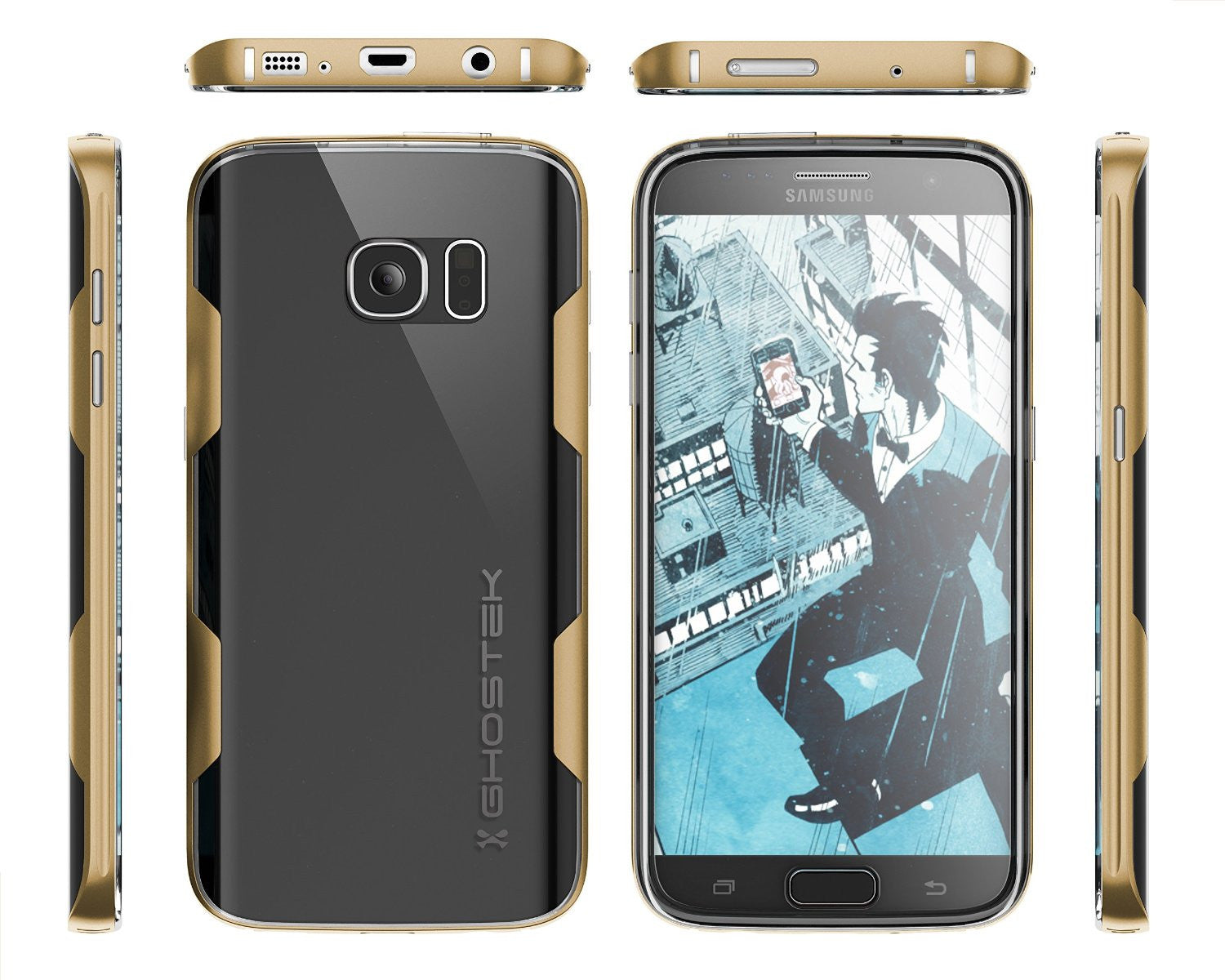 Galaxy S7 Case, Ghostek Cloak Series Gold  Slim Premium Protective Hybrid Impact Glass Armor (Color in image: silver)