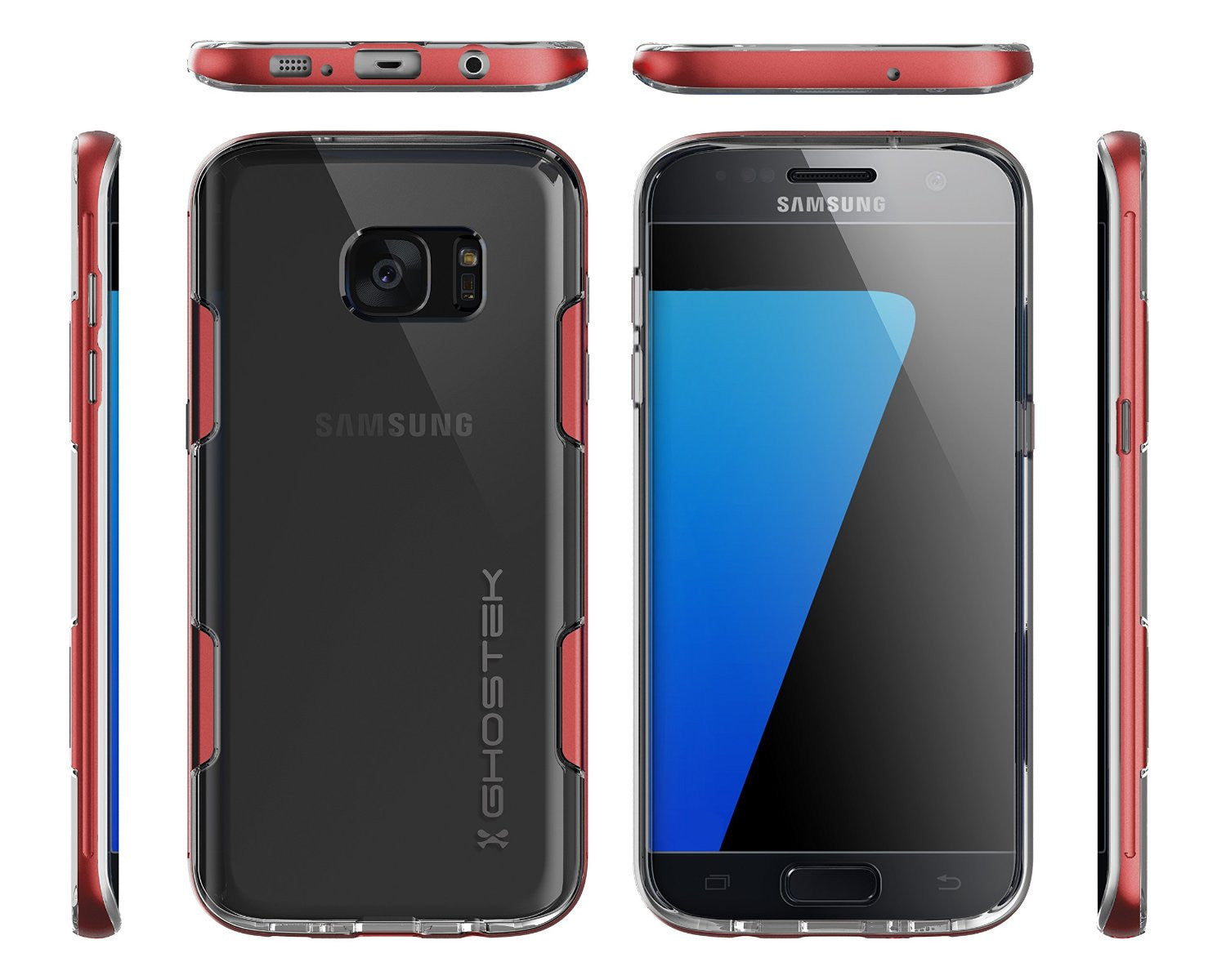 S7 Edge Case Ghostek® Cloak Red Series Slim | Aluminum Frame Lifetime Warranty Exchange (Color in image: Pink)