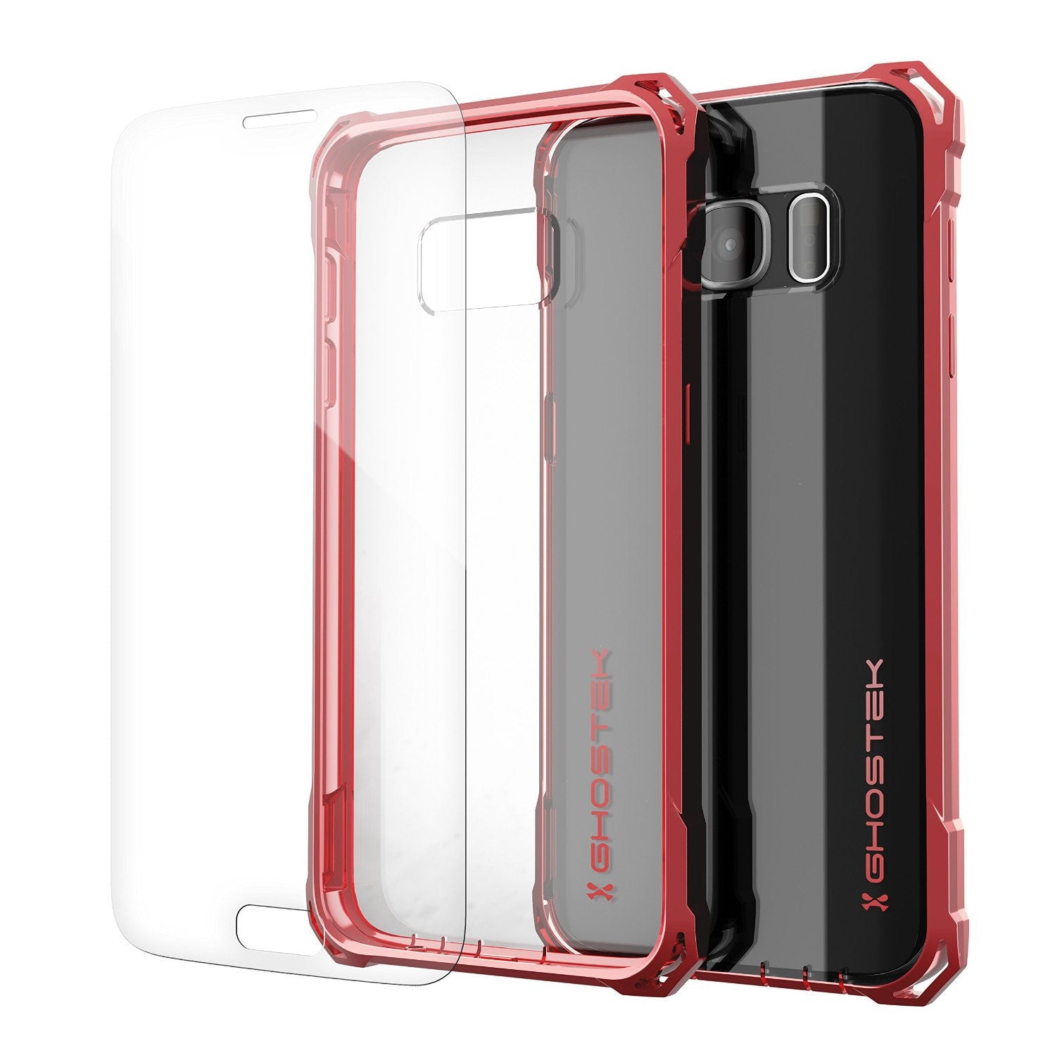 Capa Galaxy S7, Série Ghostek® Covert Vermelho Capa de Impacto Premium | Troca com Garantia Vitalícia