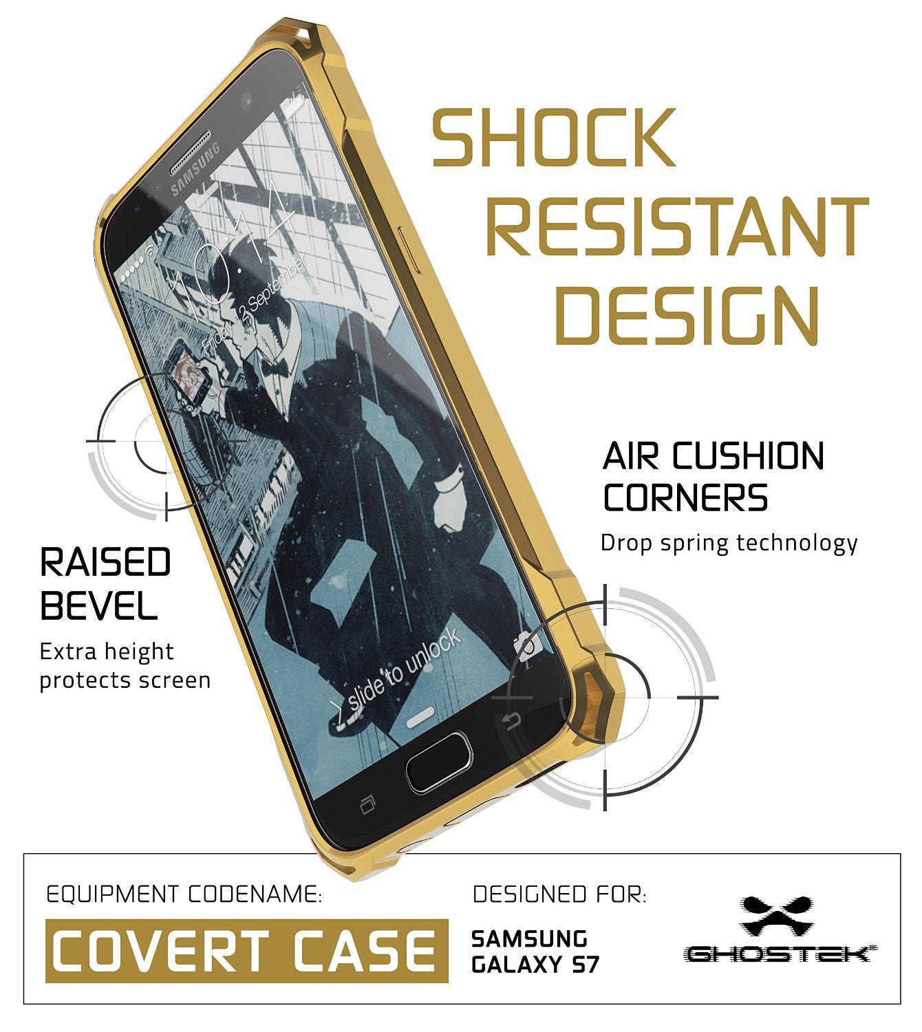 Galaxy S7 Case, Ghostek® Covert Gold Series Premium Impact Cover | Lifetime Warranty Exchange (Color in image: Pink)