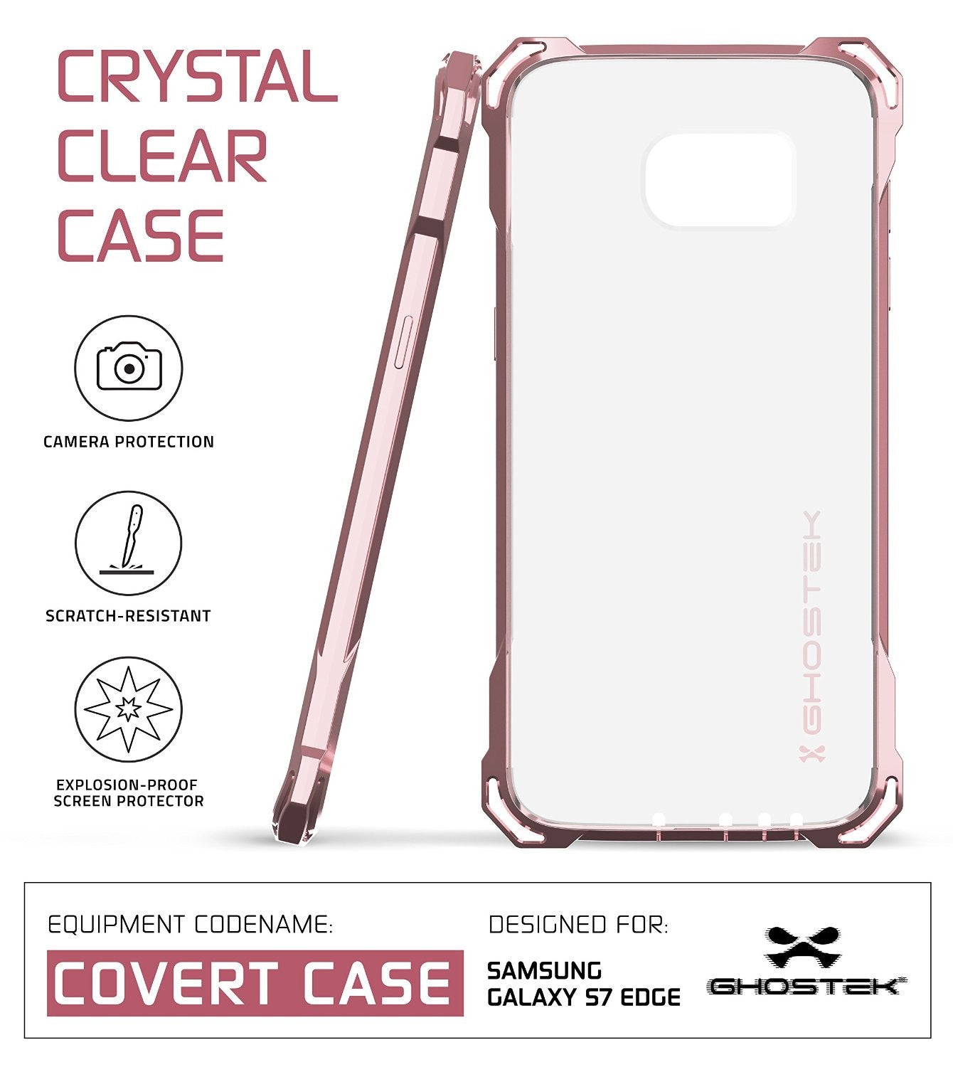 S7 Edge Case, Ghostek® Covert Peach Series Premium Impact Cover | Lifetime Warranty Exchange (Color in image: gold)