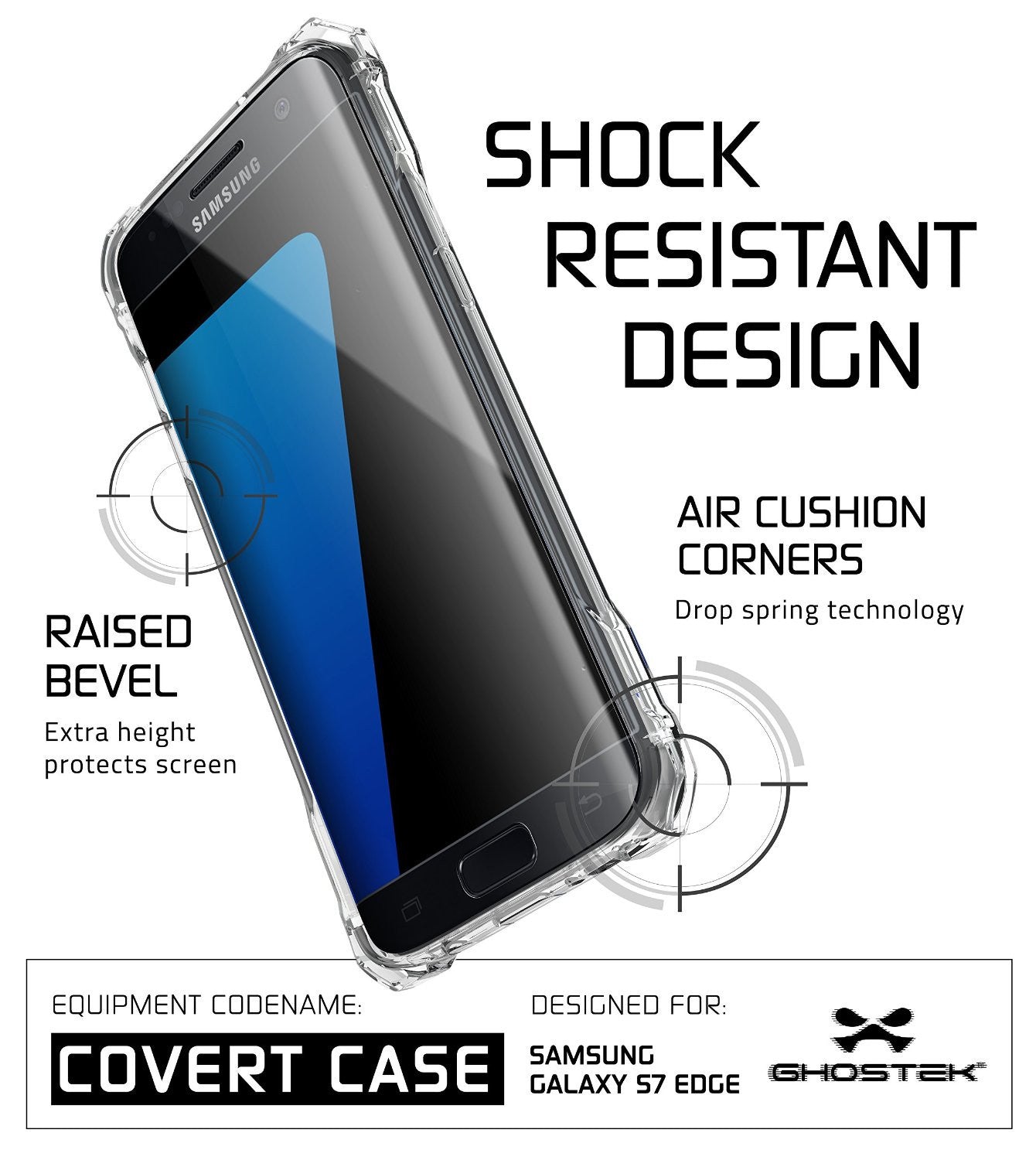 S7 Edge Case, Ghostek® Covert Clear Premium Impact Cover w/ Screen Protector | Lifetime Warranty (Color in image: rose pink)