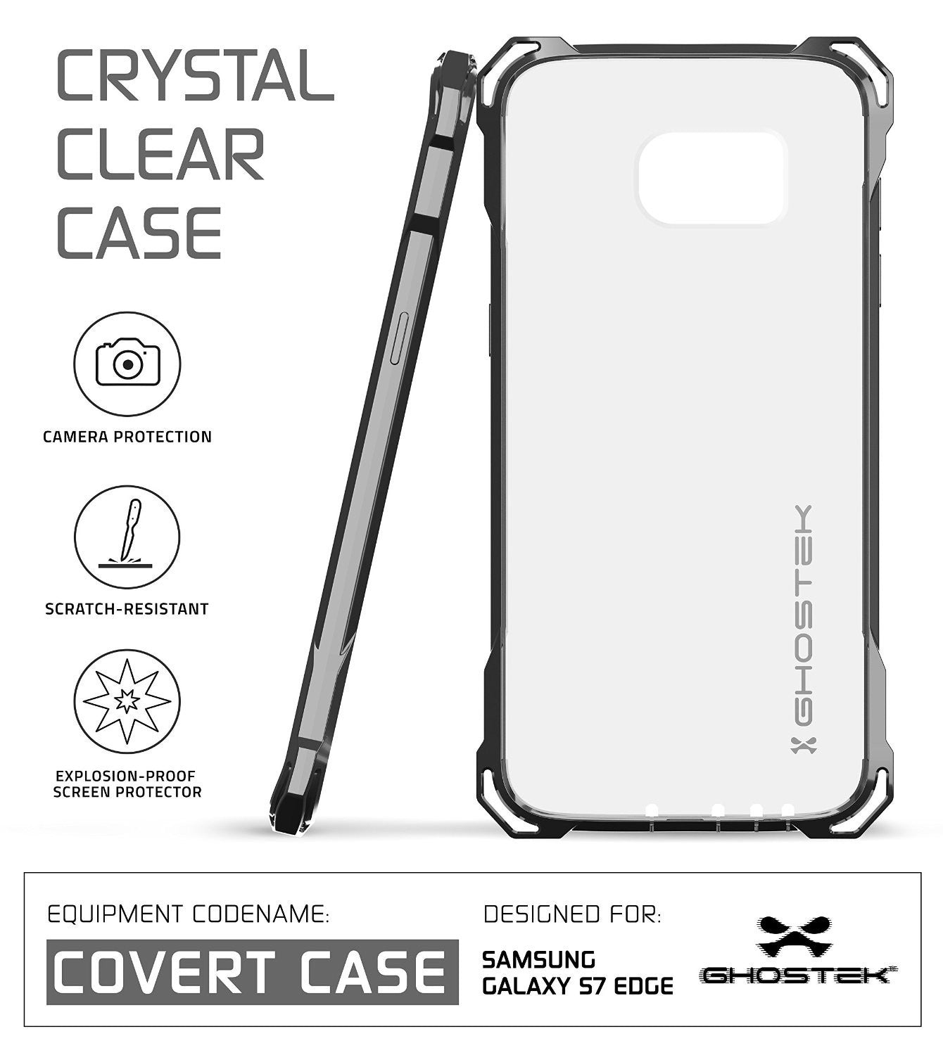 S7 Edge Case, Ghostek® Covert Dark Grey  Premium Impact Cover w/Screen Protector | Warranty (Color in image: gold)