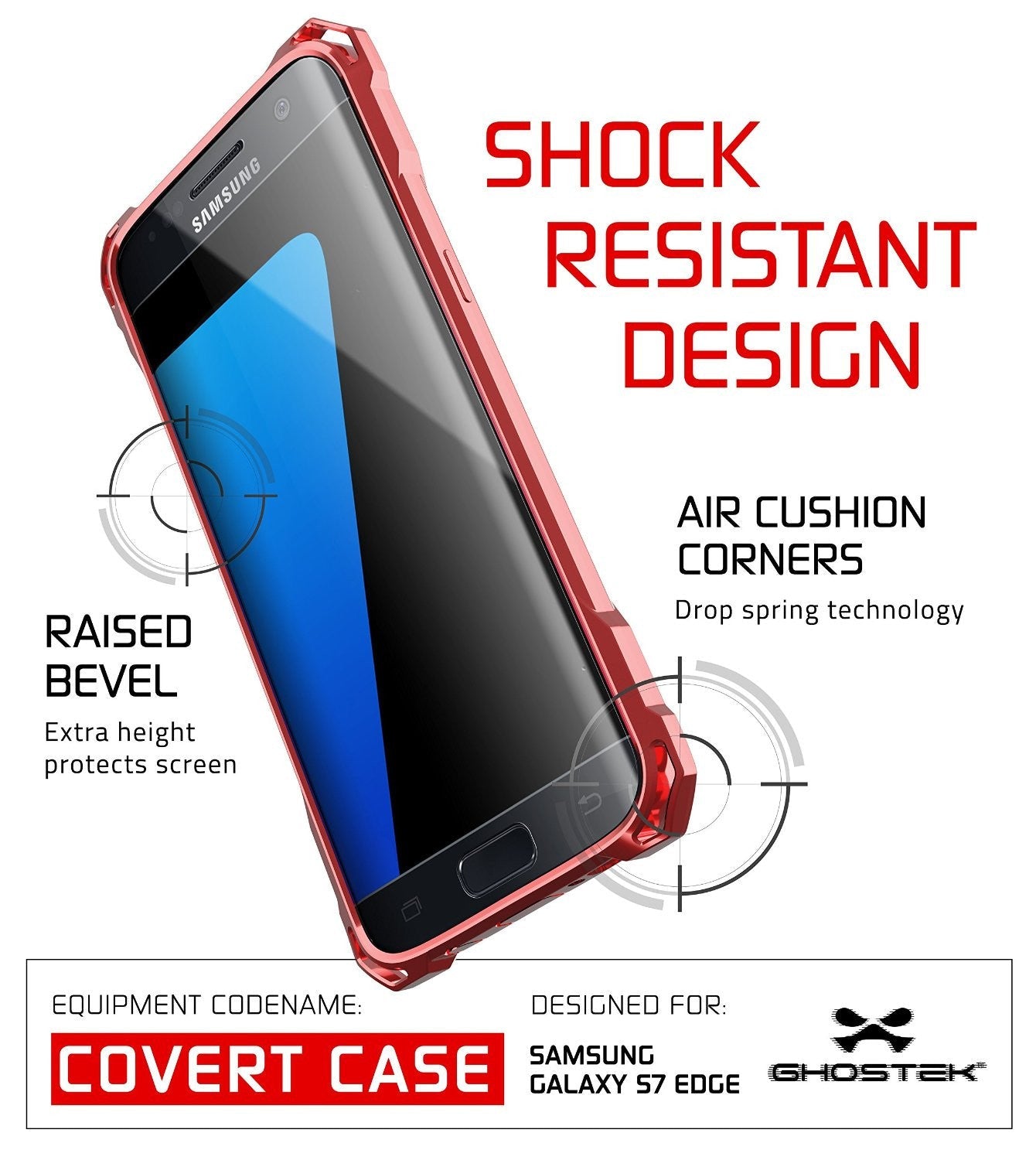 S7 Edge Case, Ghostek® Covert Rose Pink Series Premium Impact Cover | Lifetime Warranty Exchange (Color in image: clear)