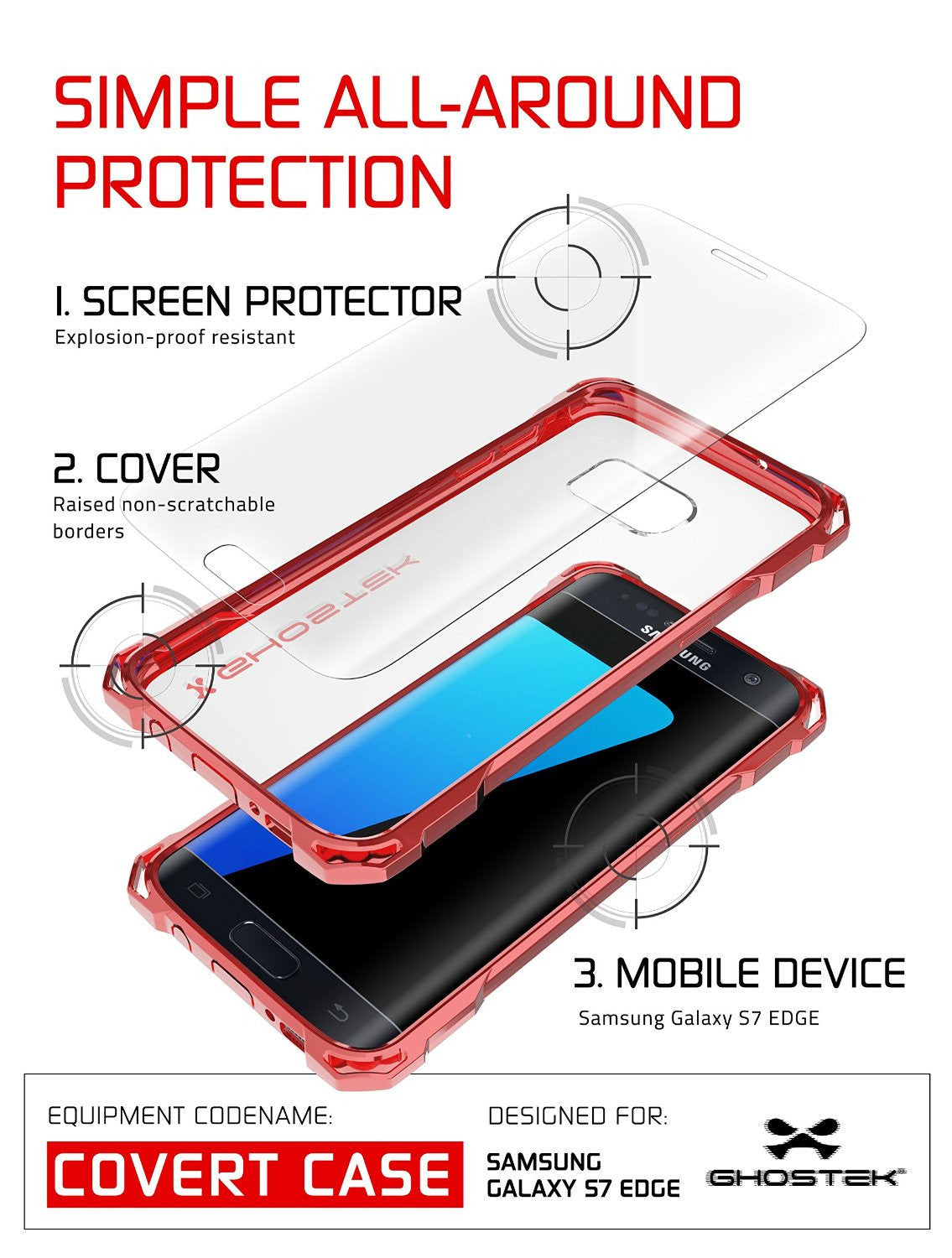 S7 Edge Case, Ghostek® Covert Rose Pink Series Premium Impact Cover | Lifetime Warranty Exchange (Color in image: space gray)