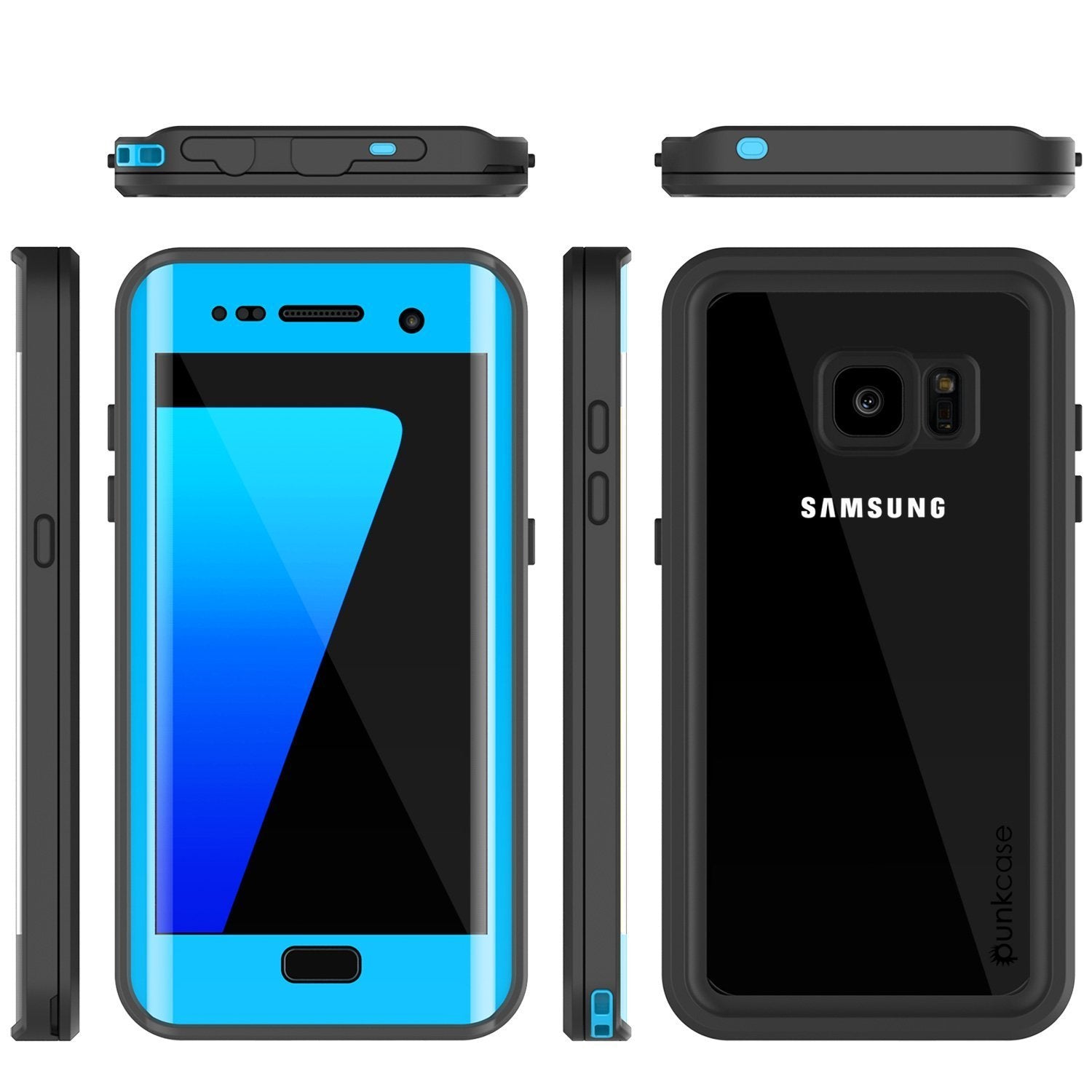 Galaxy S7 Edge Waterproof Case, Punkcase [Extreme Series] [Slim Fit] [IP68 Certified] [Shockproof] [Snowproof] [Dirproof] Armor Cover [Light Blue] 