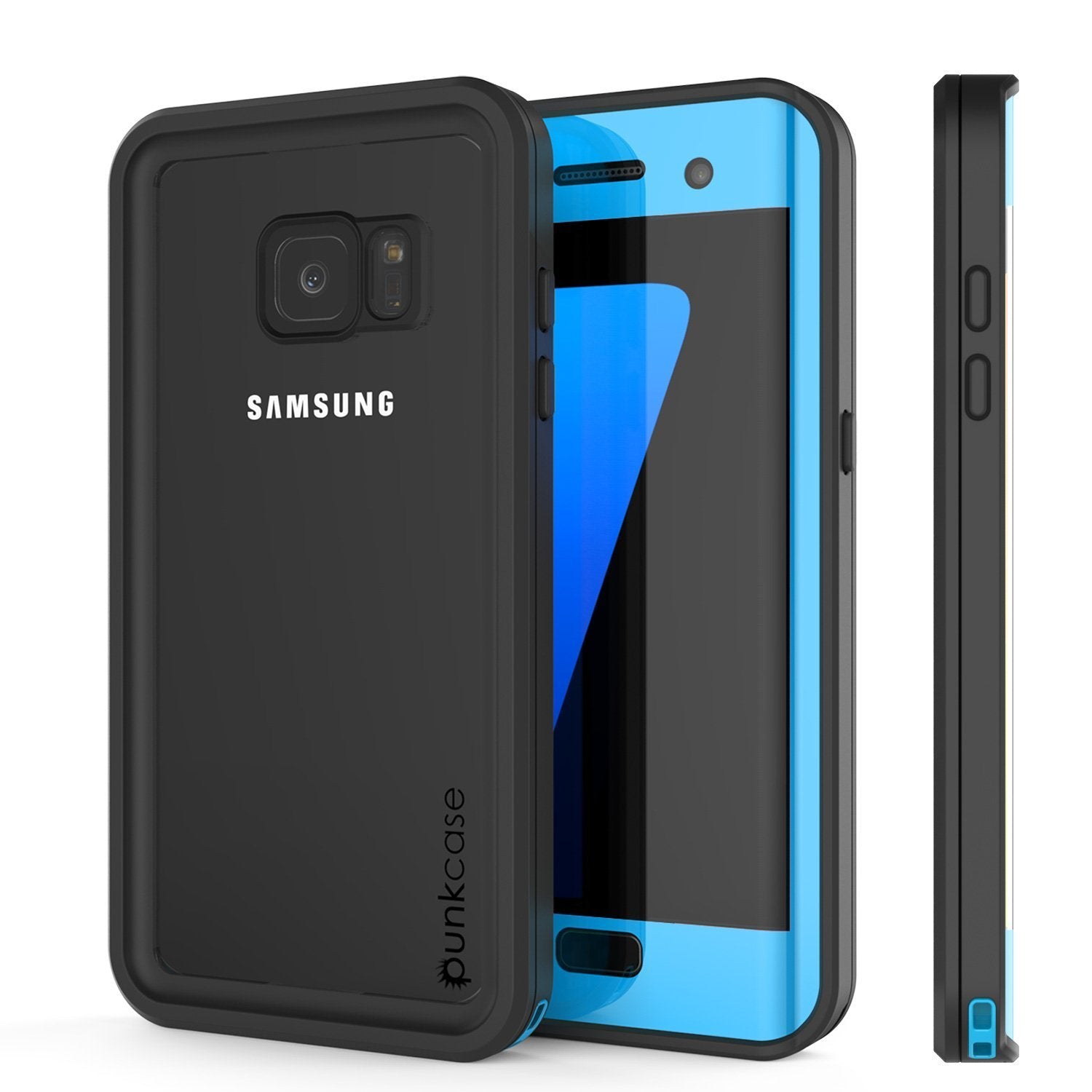 Capa à prova d'água Galaxy S7 Edge, Punkcase [Série Extrema] [Ajuste fino] [Certificado IP68] [À prova de choque] [À prova de neve] [À prova de sujeira] Capa armada [Azul Claro]