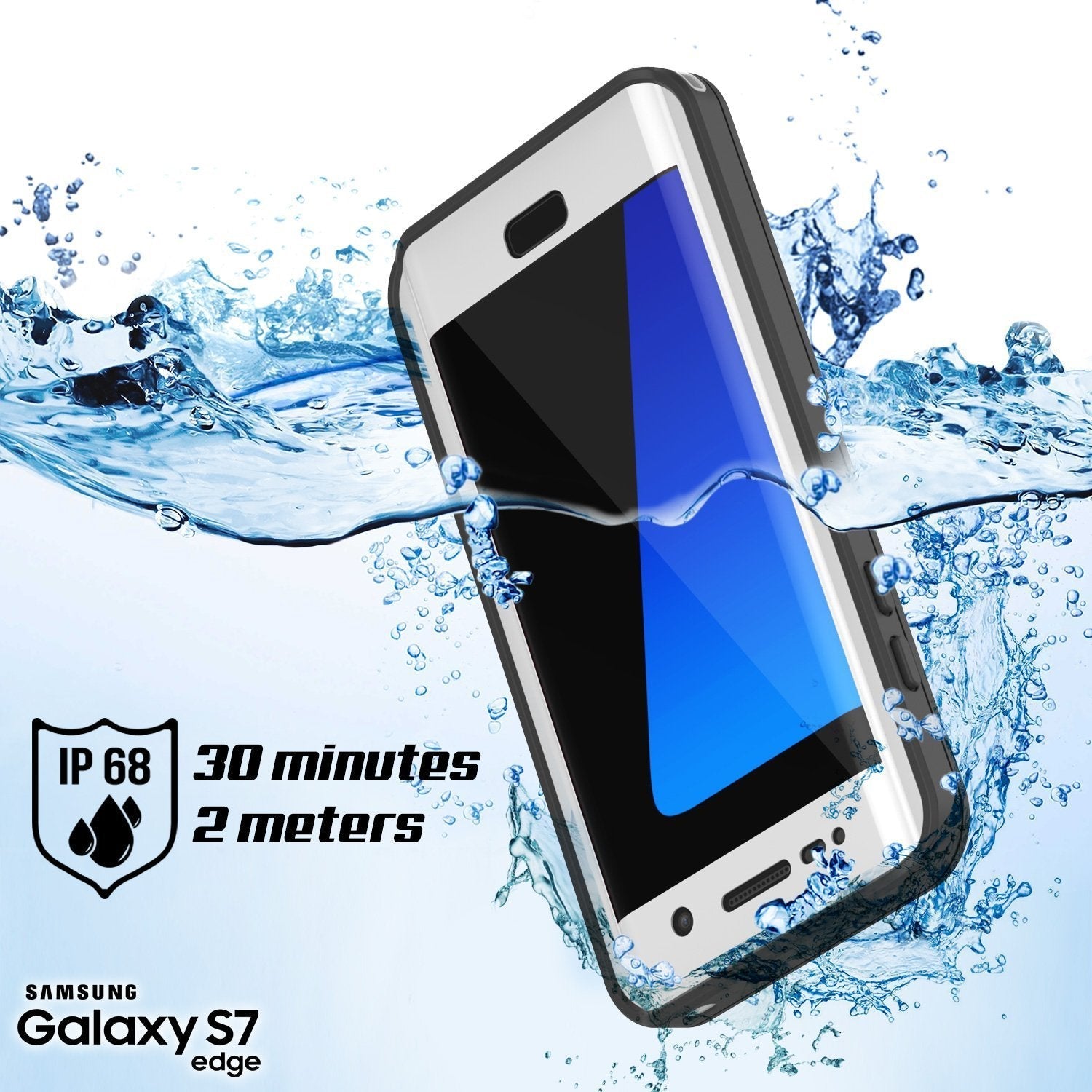 Galaxy S7 Edge Waterproof Case, Punkcase [Extreme Series] [Slim Fit] [IP68 Certified] [Shockproof] [Snowproof] [Dirproof] Armor Cover [White] (Color in image: Light Blue)