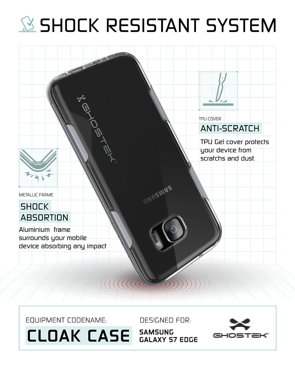 S7 Edge Case Ghostek® Cloak Silver Series Slim | Aluminum Frame Lifetime Warranty Exchange (Color in image: Gold)