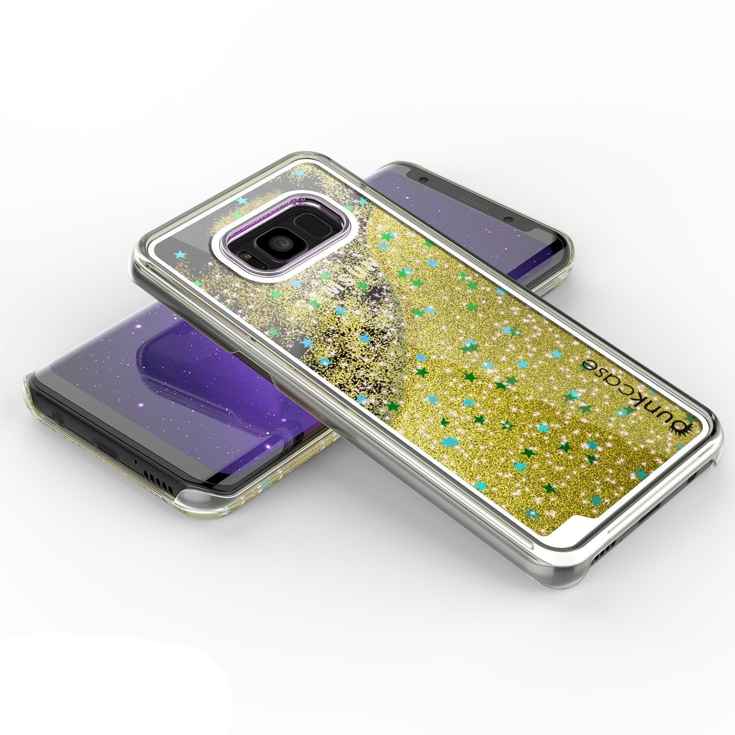 Galaxy S8 Plus Case, Punkcase [Liquid Series] Protective Dual Layer Floating Glitter Cover + PunkShield Screen Protector for Samsung S8 [Gold] (Color in image: green)