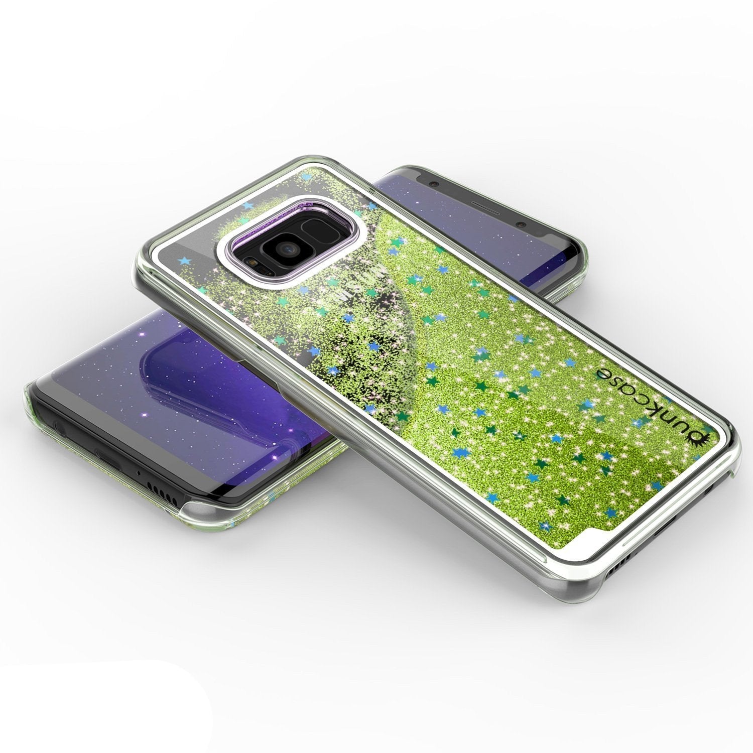 Galaxy S8 Case, Punkcase [Liquid Series] Protective Dual Layer Floating Glitter Cover + PunkShield Screen Protector [Light Green] (Color in image: Red)