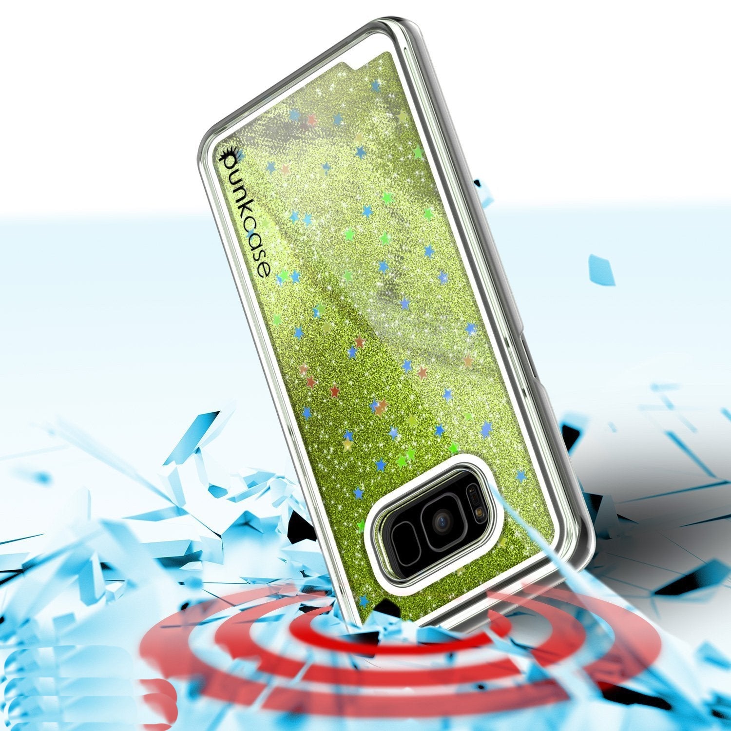 Galaxy S8 Case, Punkcase [Liquid Series] Protective Dual Layer Floating Glitter Cover + PunkShield Screen Protector [Light Green] (Color in image: Gold)