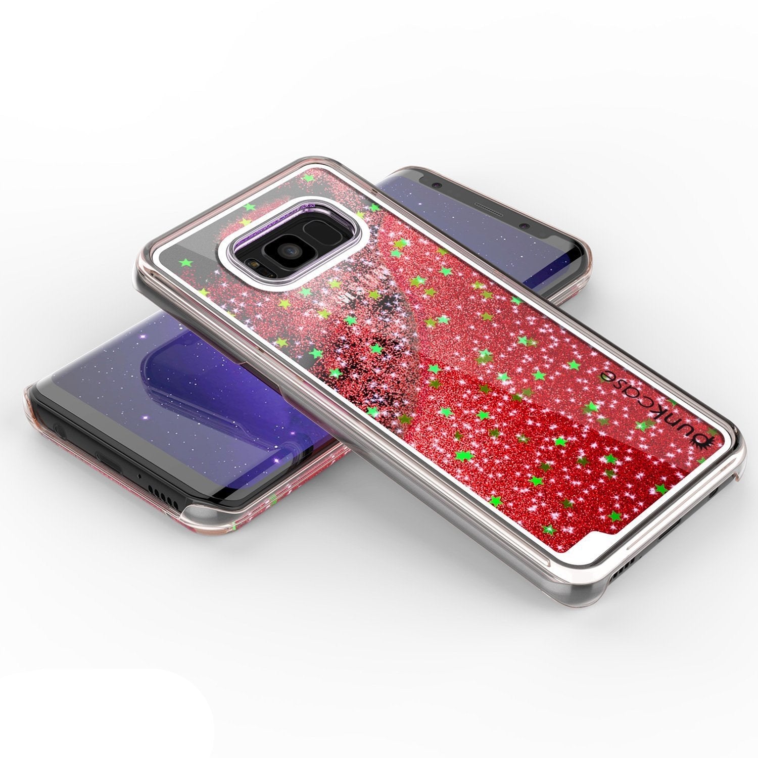 Galaxy S8 Plus Case, Punkcase [Liquid Series] Protective Dual Layer Floating Glitter Cover + PunkShield Screen Protector for Samsung S8 [Red] (Color in image: Green)