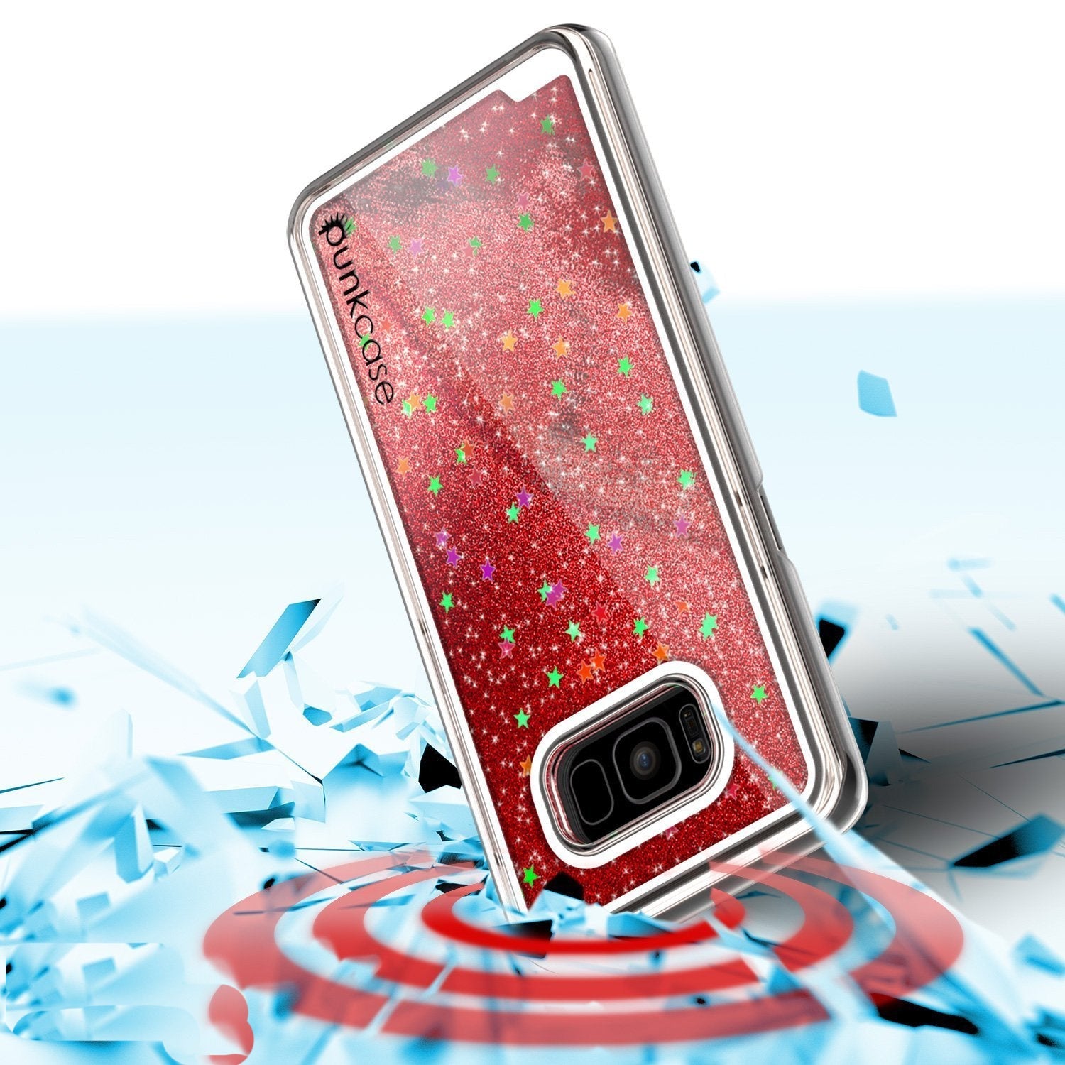 Galaxy S8 Plus Case, Punkcase [Liquid Series] Protective Dual Layer Floating Glitter Cover + PunkShield Screen Protector for Samsung S8 [Red] (Color in image: Pink)