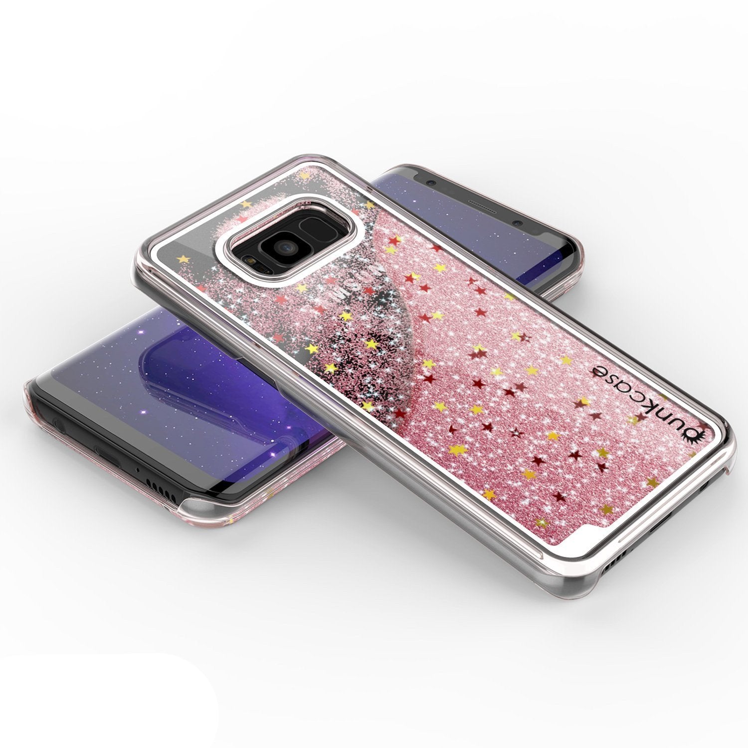 Galaxy S8 Plus Case, Punkcase [Liquid Series] Protective Dual Layer Floating Glitter Cover + PunkShield Screen Protector for Samsung S8 [Rose Gold] (Color in image: Red)