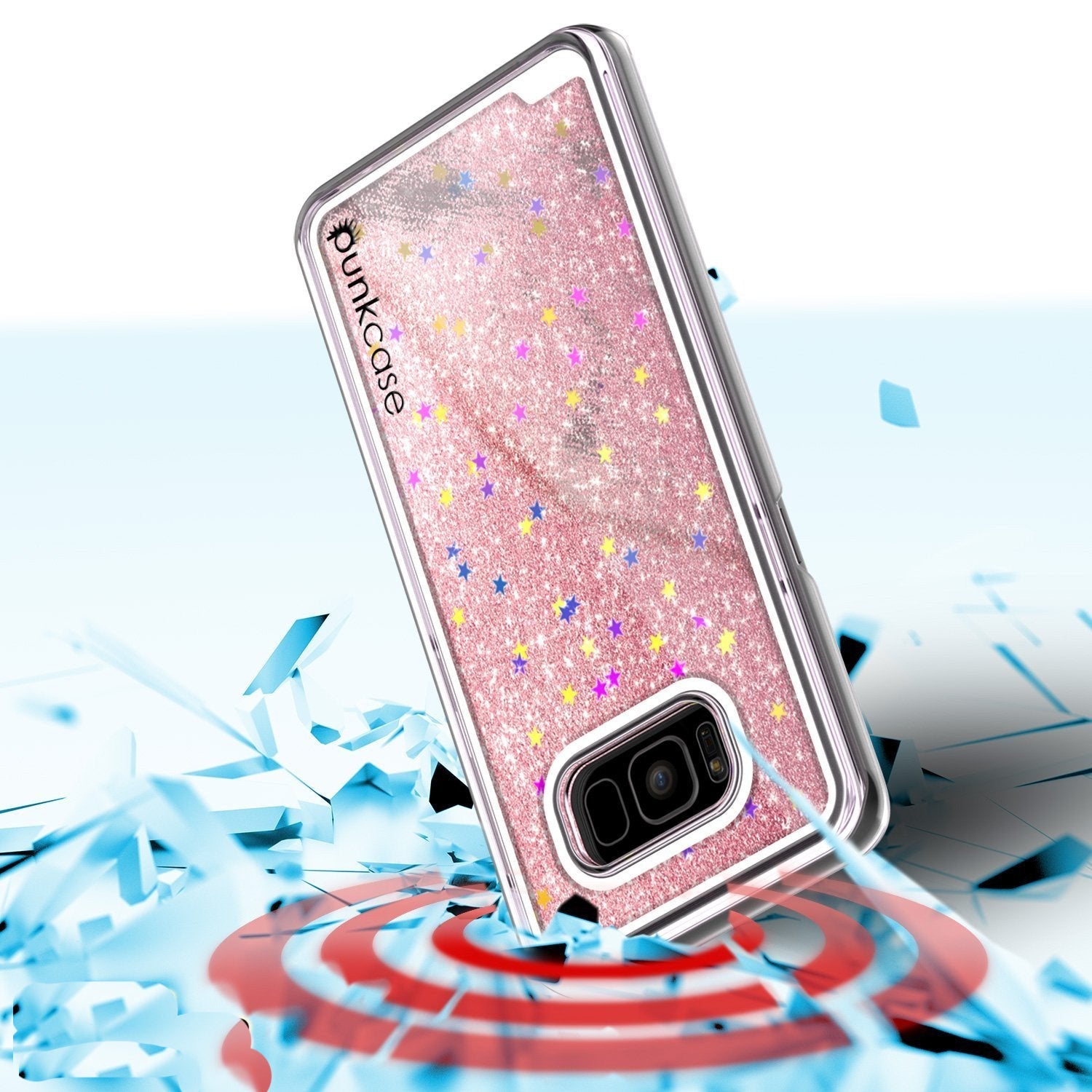Galaxy S8 Plus Case, Punkcase [Liquid Series] Protective Dual Layer Floating Glitter Cover + PunkShield Screen Protector for Samsung S8 [Rose Gold] (Color in image: Silver)