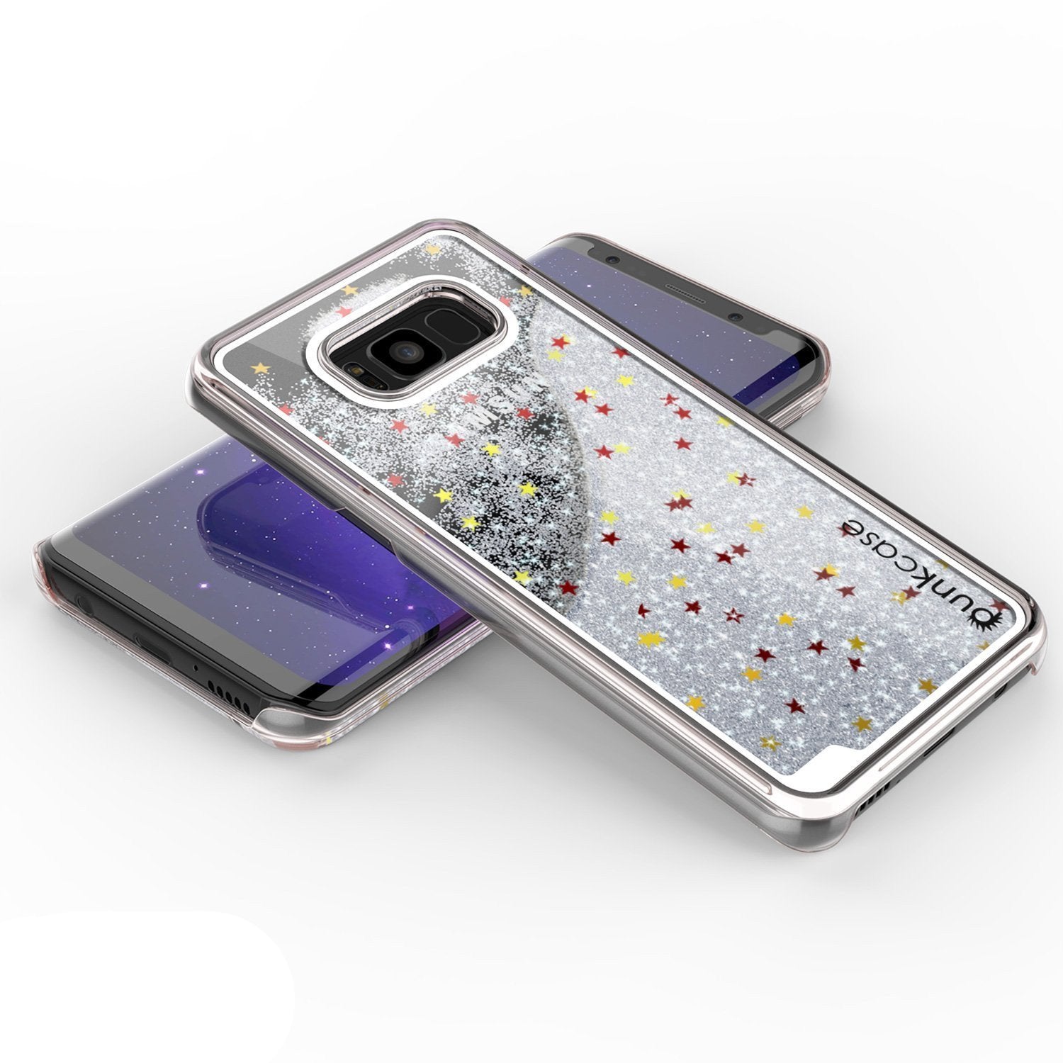 Galaxy S8 Plus Case, Punkcase [Liquid Series] Protective Dual Layer Floating Glitter Cover + PunkShield Screen Protector for Samsung S8 [Silver] (Color in image: Pink)