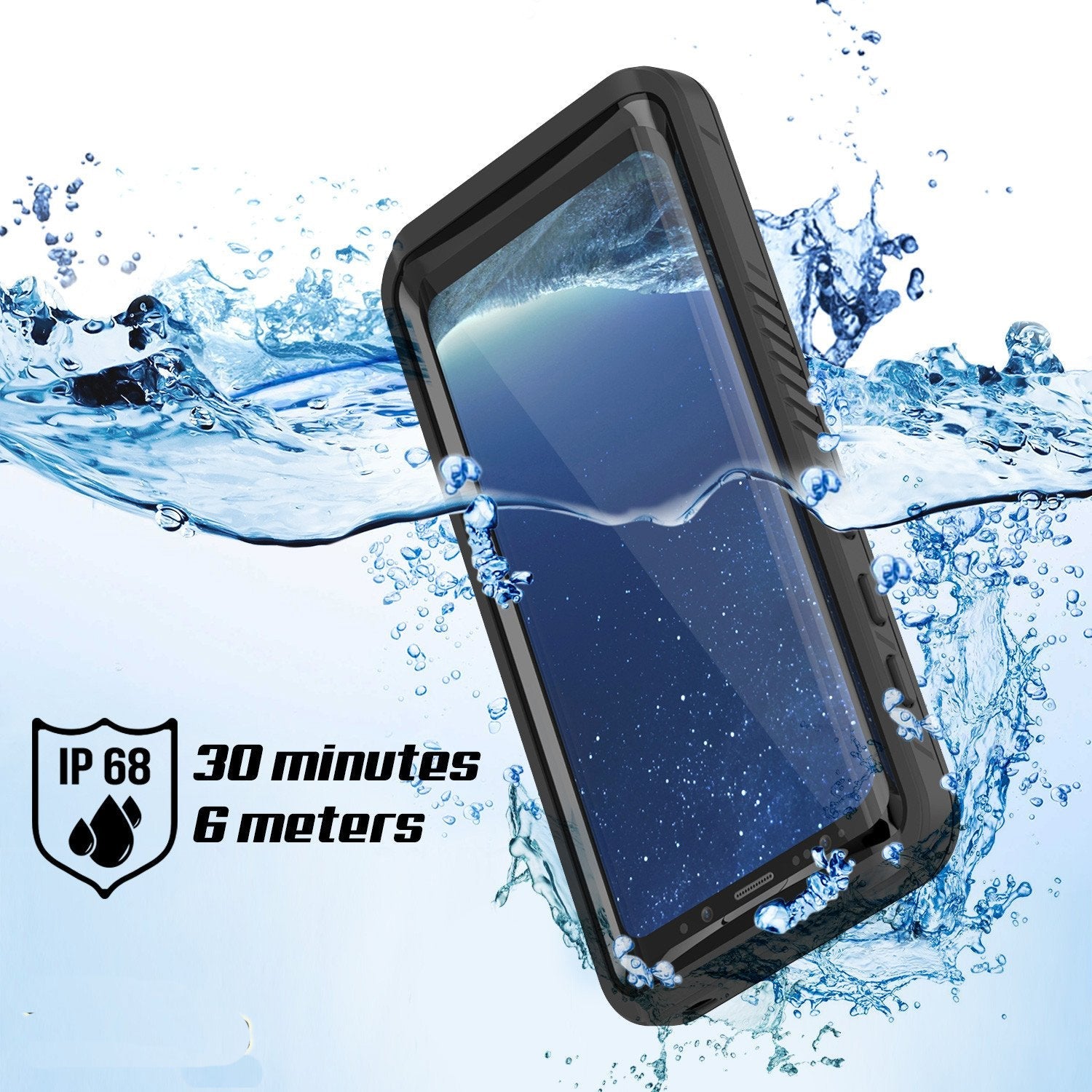 Galaxy S8 Waterproof Case, Punkcase [Extreme Series] [Slim Fit] [IP68 Certified] [Shockproof] [Snowproof] [Dirproof] Armor Cover [Black] 