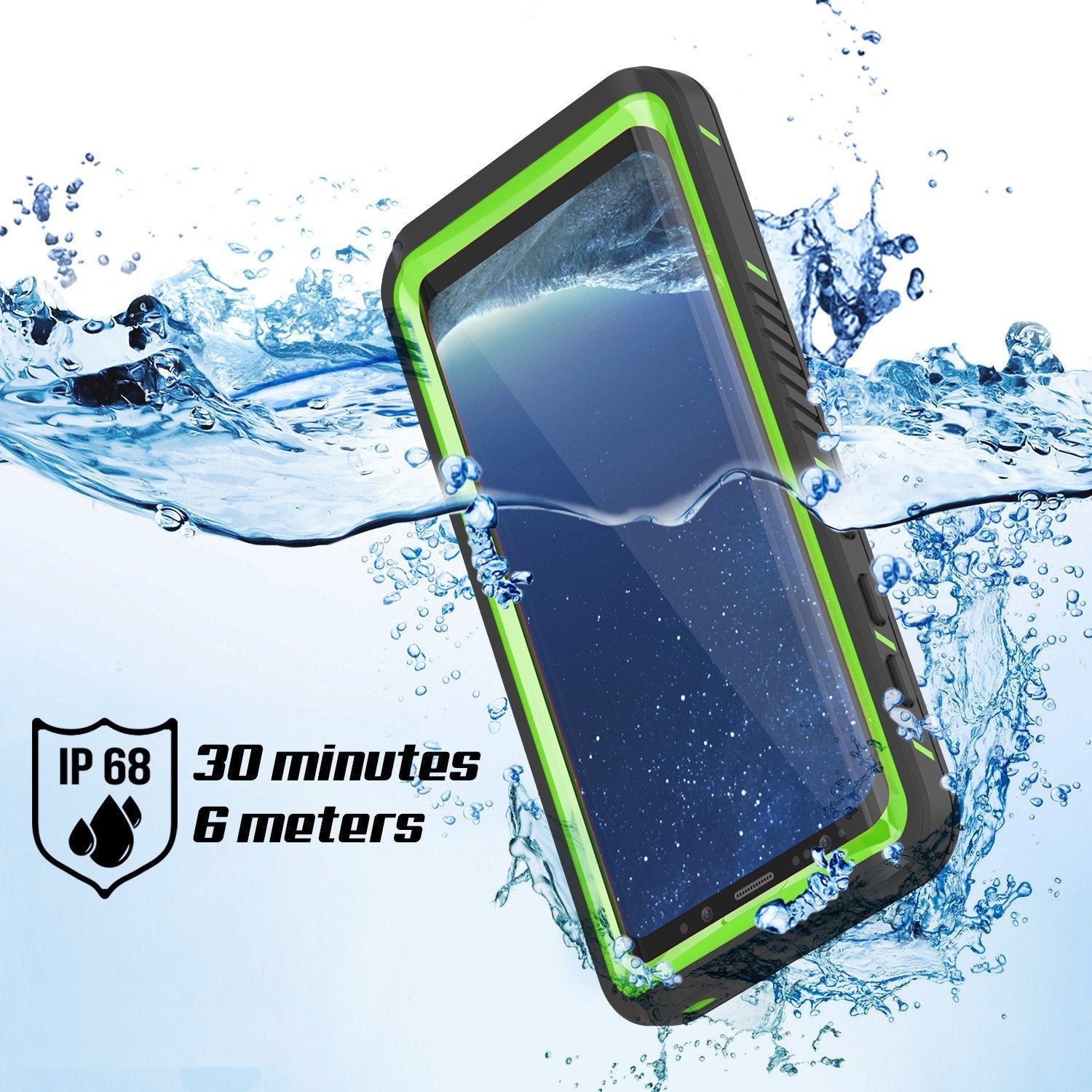 Galaxy S8 Waterproof Case, Punkcase [Extreme Series] [Slim Fit] [IP68 Certified] [Shockproof] [Snowproof] [Dirproof] Armor Cover W/ Built In Screen Protector for Samsung Galaxy S8 [Green] (Color in image: Light blue)