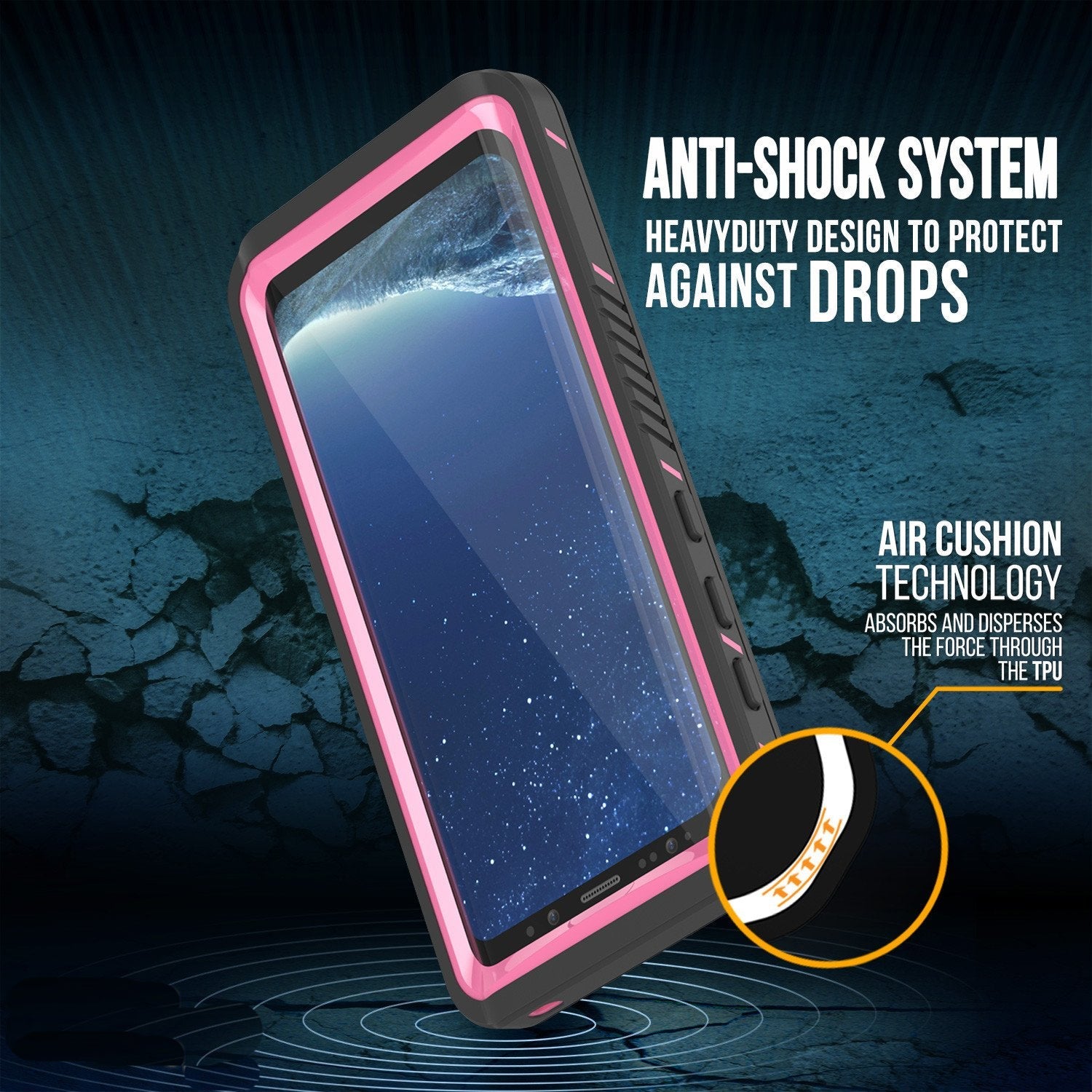 Galaxy S8 Waterproof Case, Punkcase [Extreme Series] [Slim Fit] [IP68 Certified] [Shockproof] [Snowproof] [Dirproof] Armor Cover W/ Built In Screen Protector for Samsung Galaxy S8 [Pink] (Color in image: Light Blue)