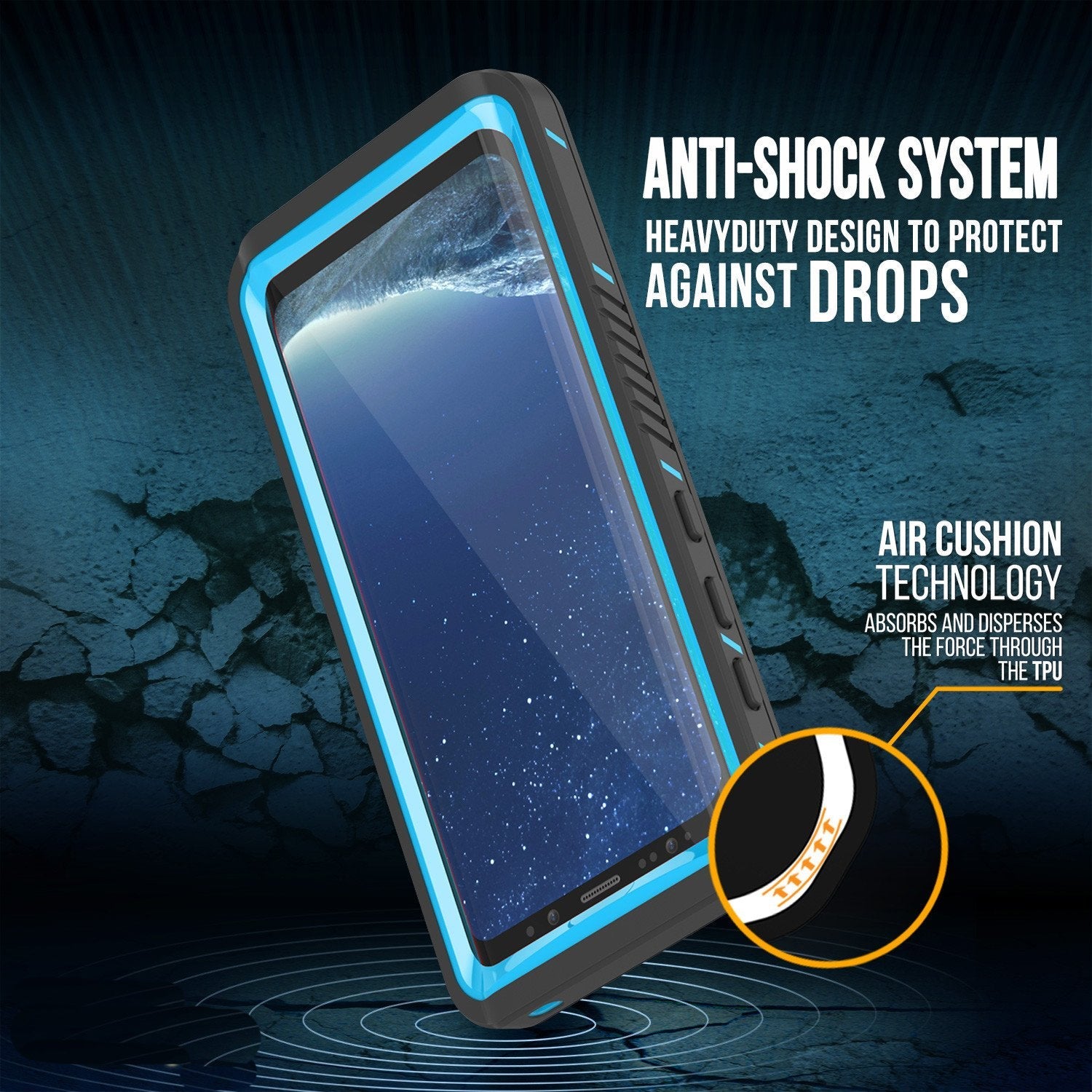 Galaxy S8 Waterproof Case, Punkcase [Extreme Series] [Slim Fit] [IP68 Certified] [Shockproof] [Snowproof] [Dirproof] Armor Cover [Light Blue] (Color in image: White)