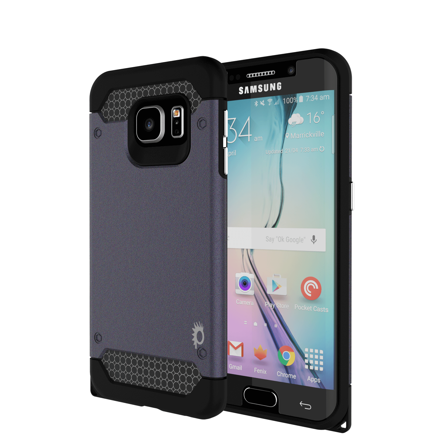 Capa Galaxy s6 EDGE Plus PunkCase Galactic Black Series Slim Armor Soft Cover com Protetor de Tela