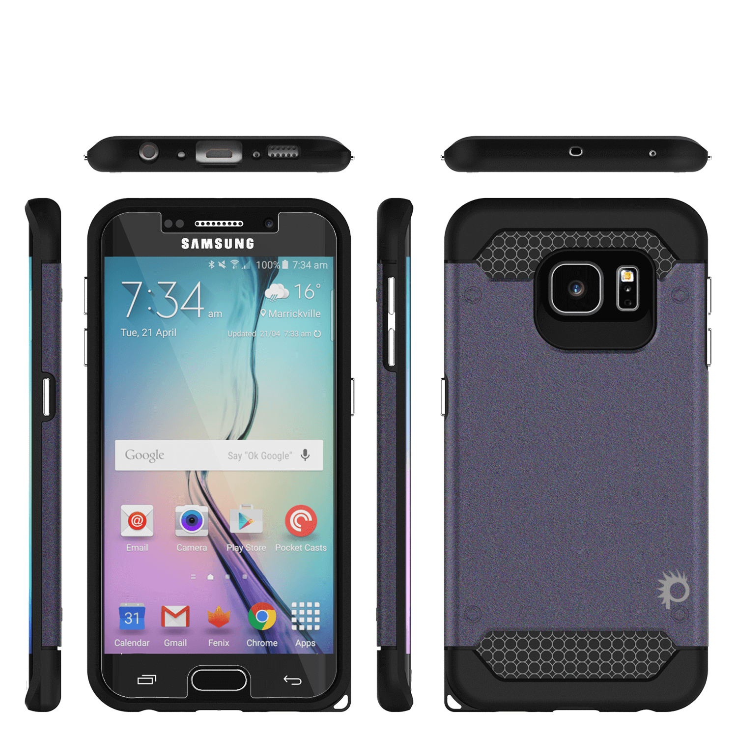 Galaxy s6 EDGE Plus Case PunkCase Galactic Black Series Slim Armor Soft Cover w/ Screen Protector (Color in image: rose gold)