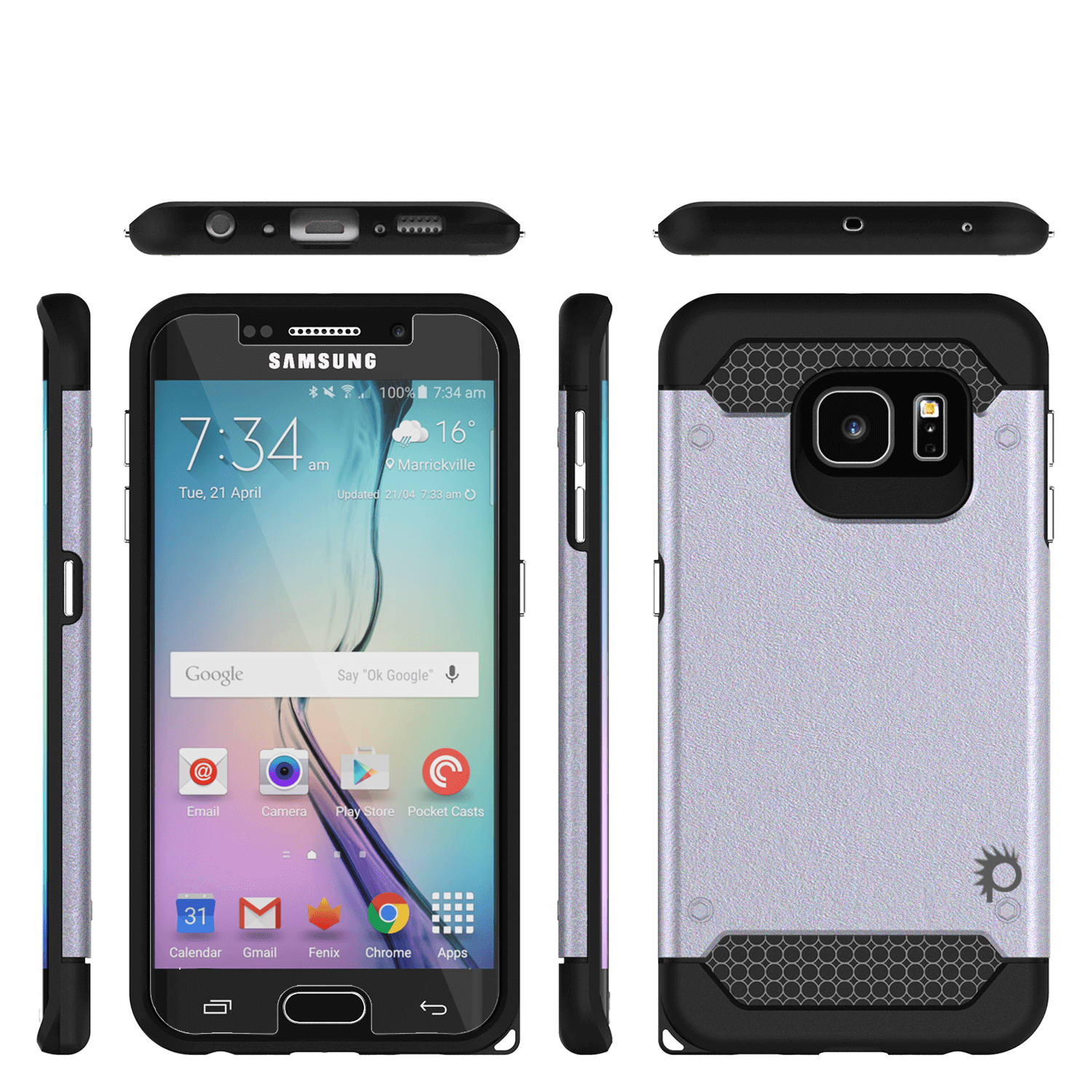 Galaxy s6 EDGE Plus Case PunkCase Galactic SIlver Series Slim Armor Soft Cover w/ Screen Protector (Color in image: rose gold)