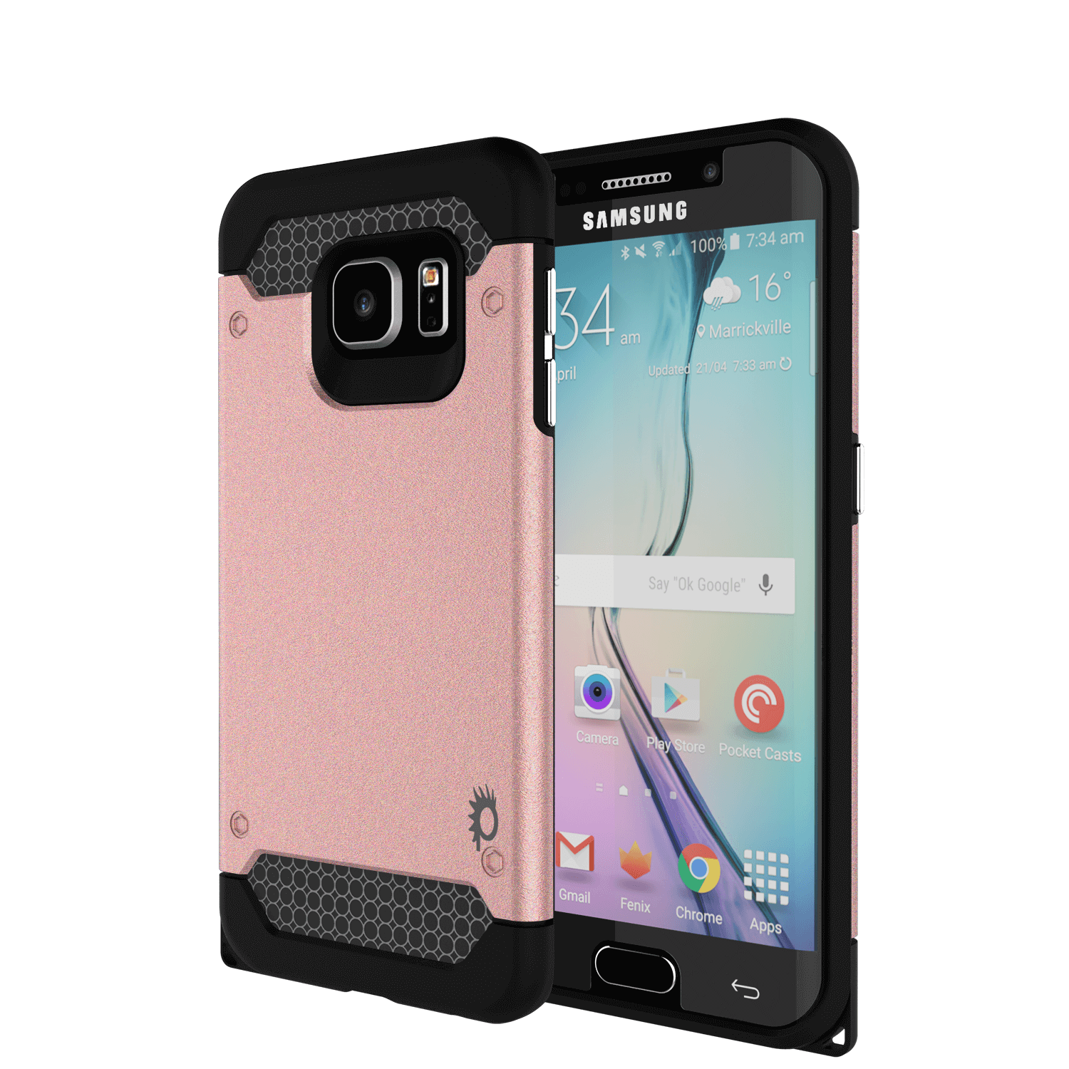 Capa Galaxy S6 EDGE Plus PunkCase Galactic Rose Gold Slim Armor Soft Cover com Protetor de Tela