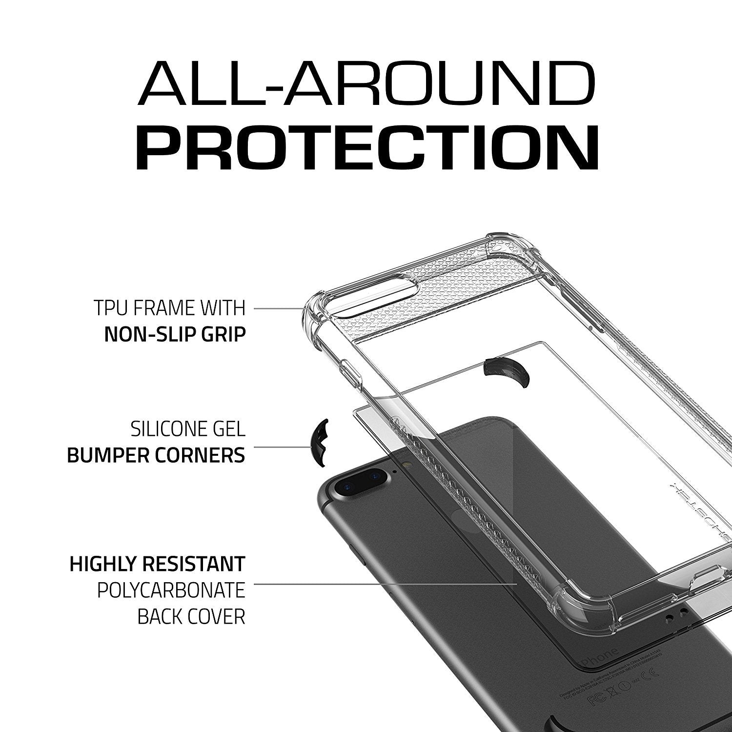 iPhone 8+ Plus Case, Ghostek Covert 2 Series for iPhone 8+ Plus Protective Case [ Black] (Color in image: Pink)