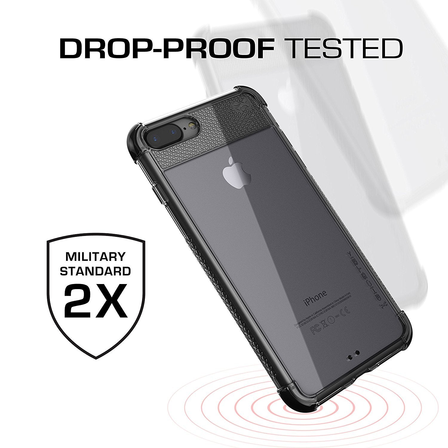 iPhone 8+ Plus Case, Ghostek Covert 2 Series for iPhone 8+ Plus Protective Case [ Black] (Color in image: White)