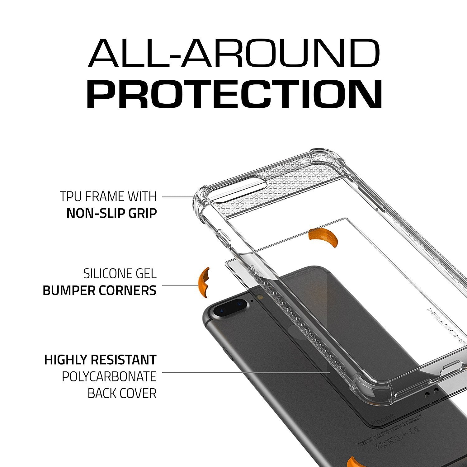 iPhone 7+ Plus Case, Ghostek Covert 2 Series for iPhone 7+ Plus Protective Case [ Orange] (Color in image: Red)