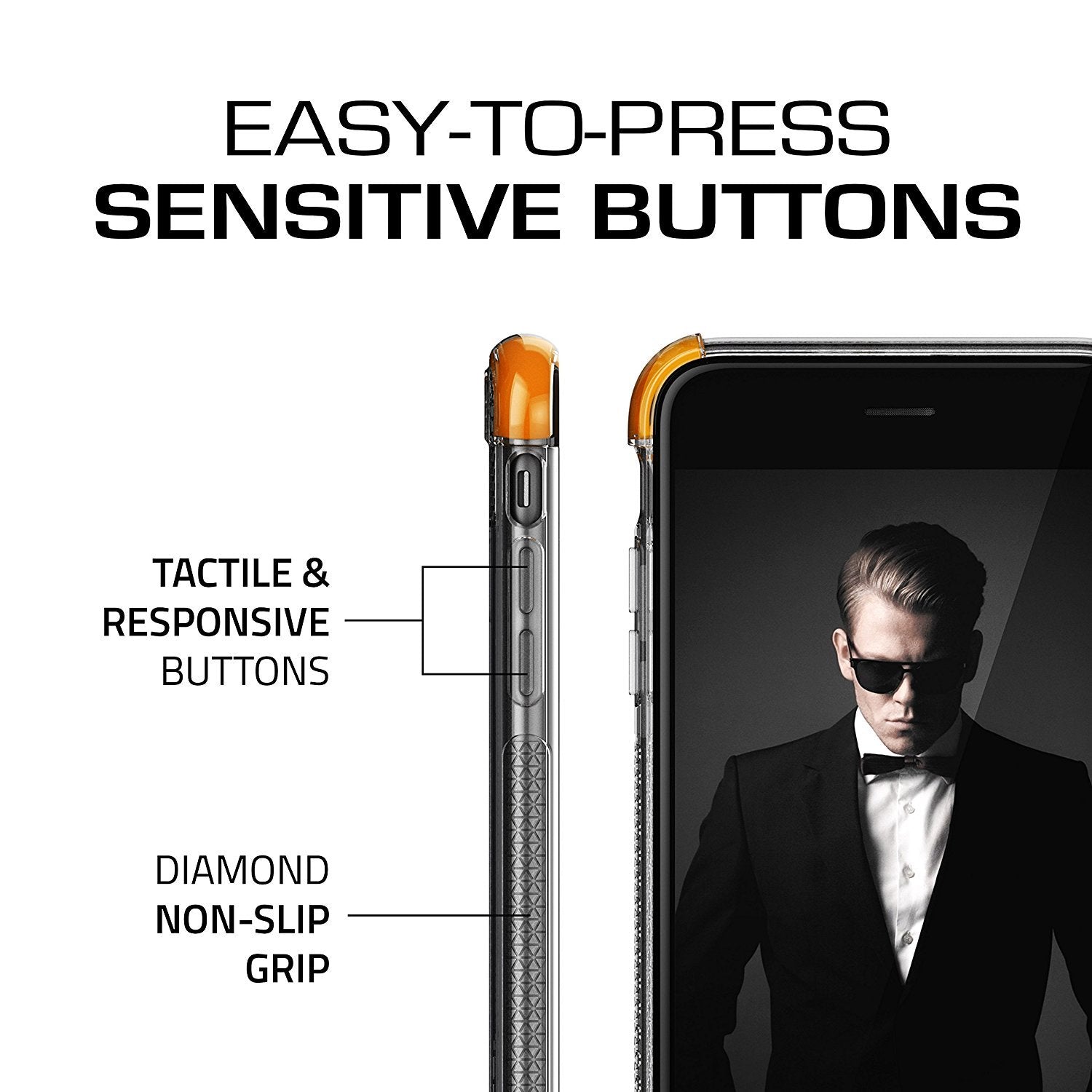 iPhone 7+ Plus Case, Ghostek Covert 2 Series for iPhone 7+ Plus Protective Case [ Orange] (Color in image: White)