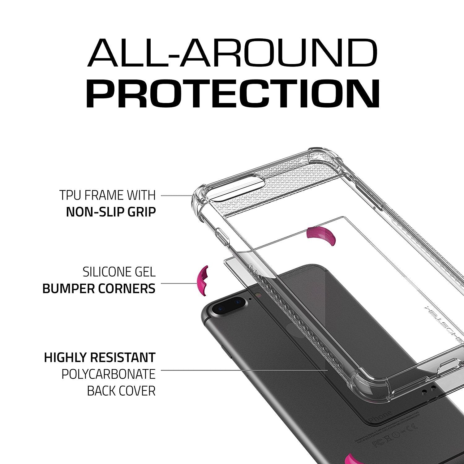 iPhone 8+ Plus Case, Ghostek Covert 2 Series for iPhone 8+ Plus Protective Case [ Pink] (Color in image: Red)