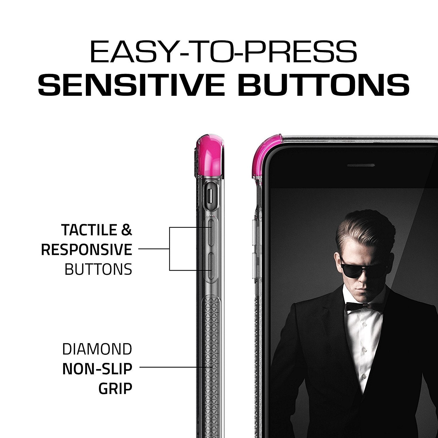 iPhone 8+ Plus Case, Ghostek Covert 2 Series for iPhone 8+ Plus Protective Case [ Pink] (Color in image: White)