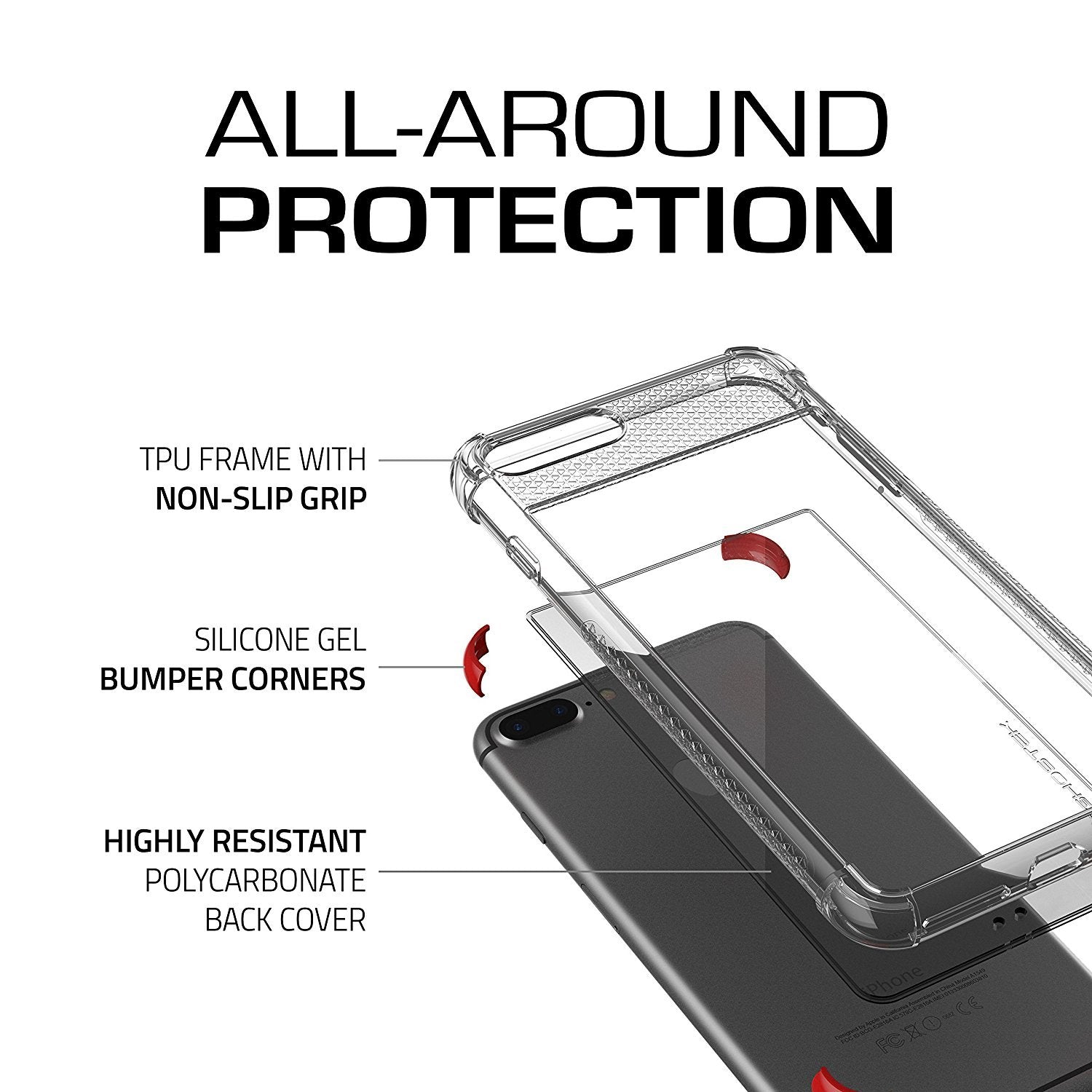iPhone 8+ Plus Case, Ghostek Covert 2 Series for iPhone 8+ Plus Protective Case [ Red] (Color in image: Orange)