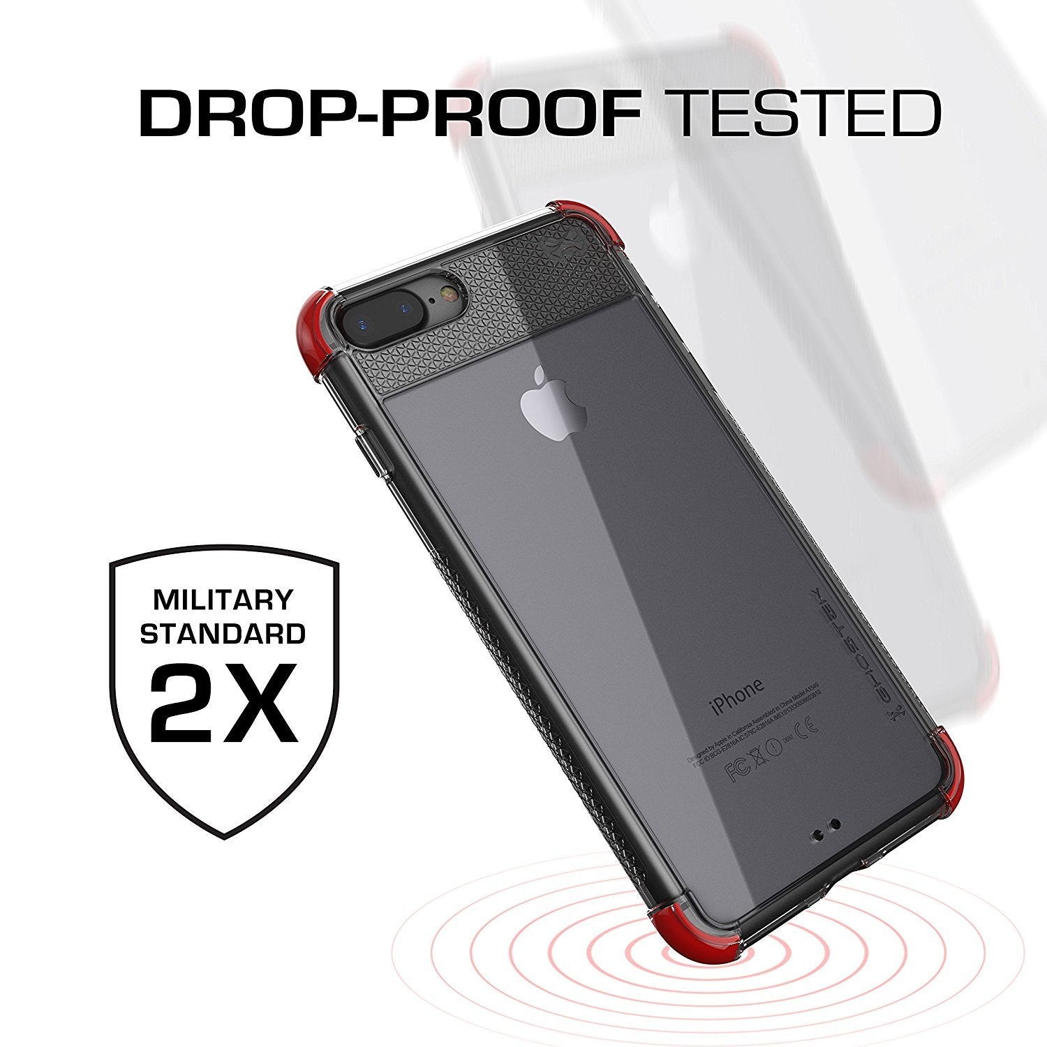 iPhone 8+ Plus Case, Ghostek Covert 2 Series for iPhone 8+ Plus Protective Case [ Red] (Color in image: White)