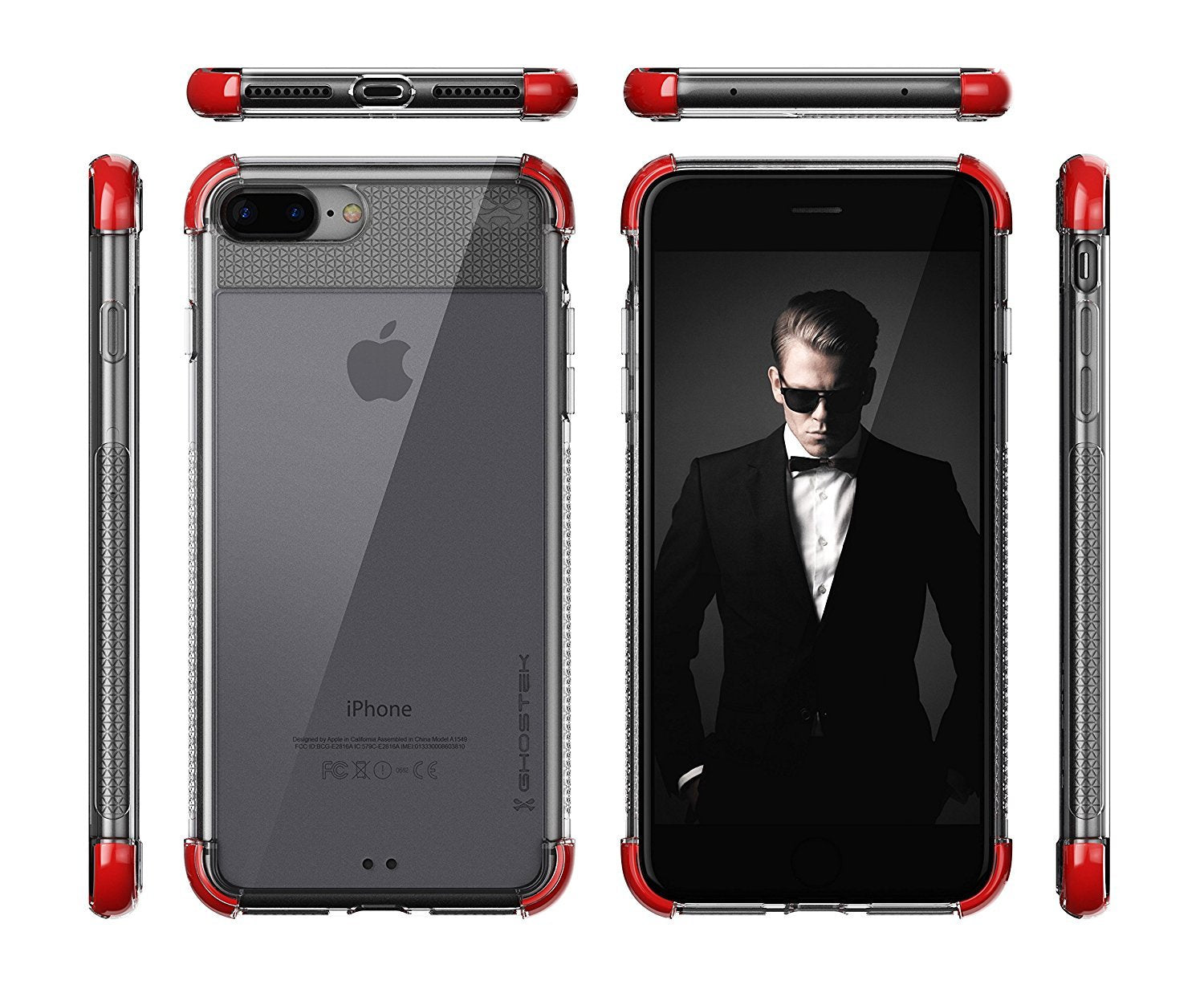iPhone 7+ Plus Case, Ghostek Covert 2 Series for iPhone 7+ Plus Protective Case [ Red] (Color in image: Black)