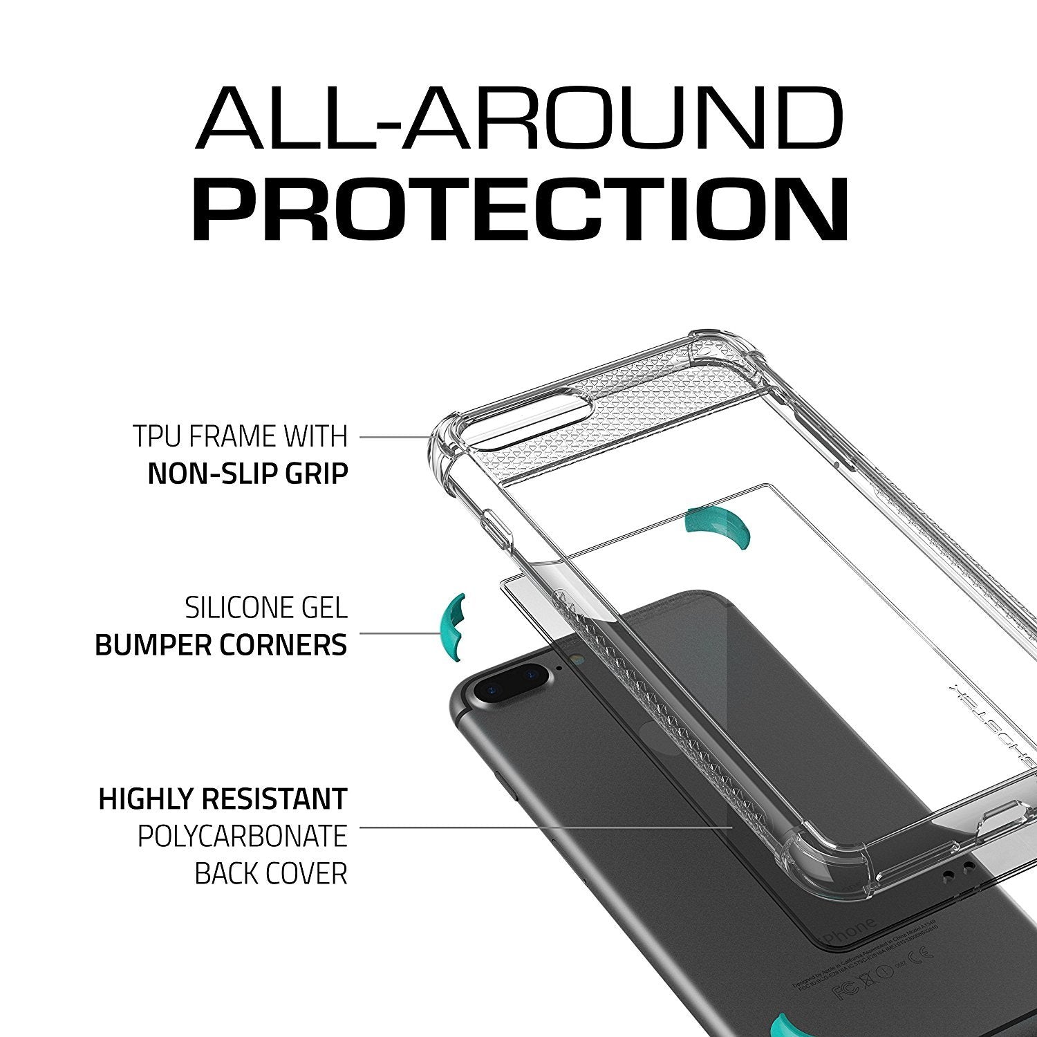 iPhone 7+ Plus Case, Ghostek Covert 2 Series for iPhone 7+ Plus Protective Case [ Teal] (Color in image: Orange)