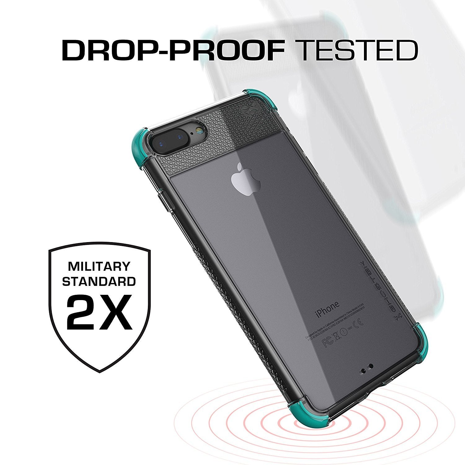 iPhone 8+ Plus Case, Ghostek Covert 2 Series for iPhone 8+ Plus Protective Case [ Teal] (Color in image: White)