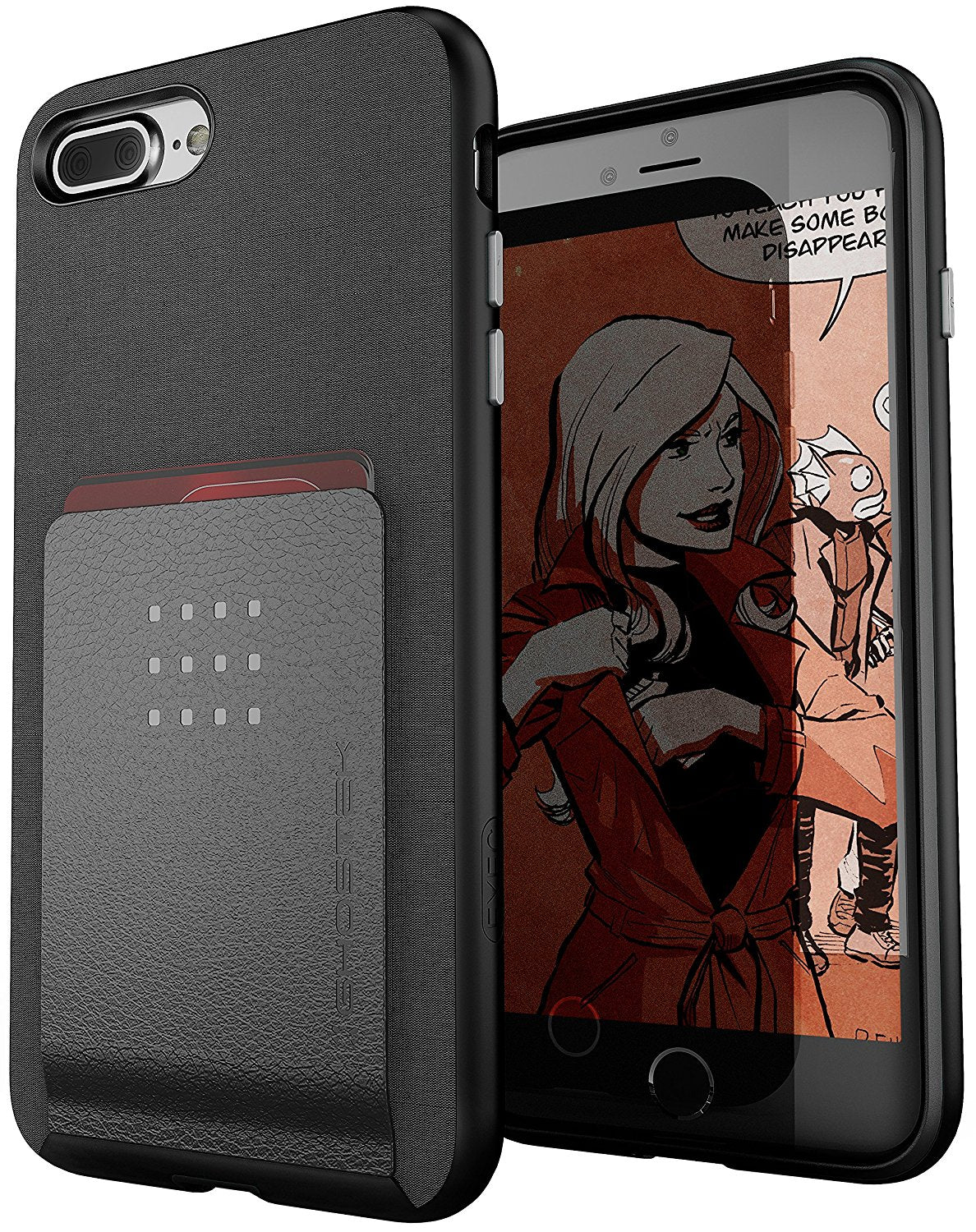 Capa de Carteira Ghostek Exec2 para iPhone 7 Plus / 8 Plus Padrão Militar de Teste de Queda | Preto