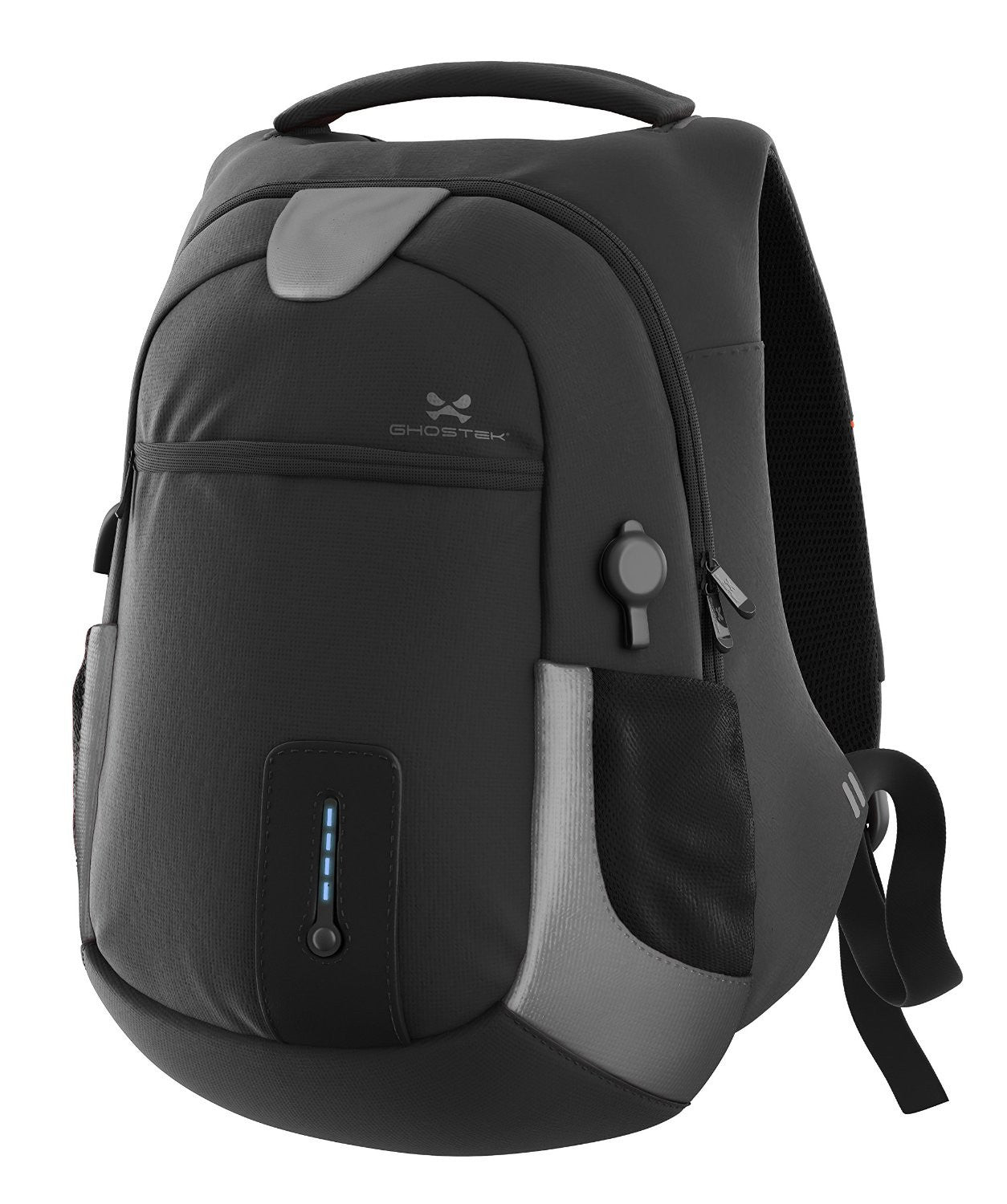 Ghostek NRGbag Série Cinza Mochila Mensageira para Computador Laptop Livros com Bateria Power Bank | Resistente à Água | 7000mAh