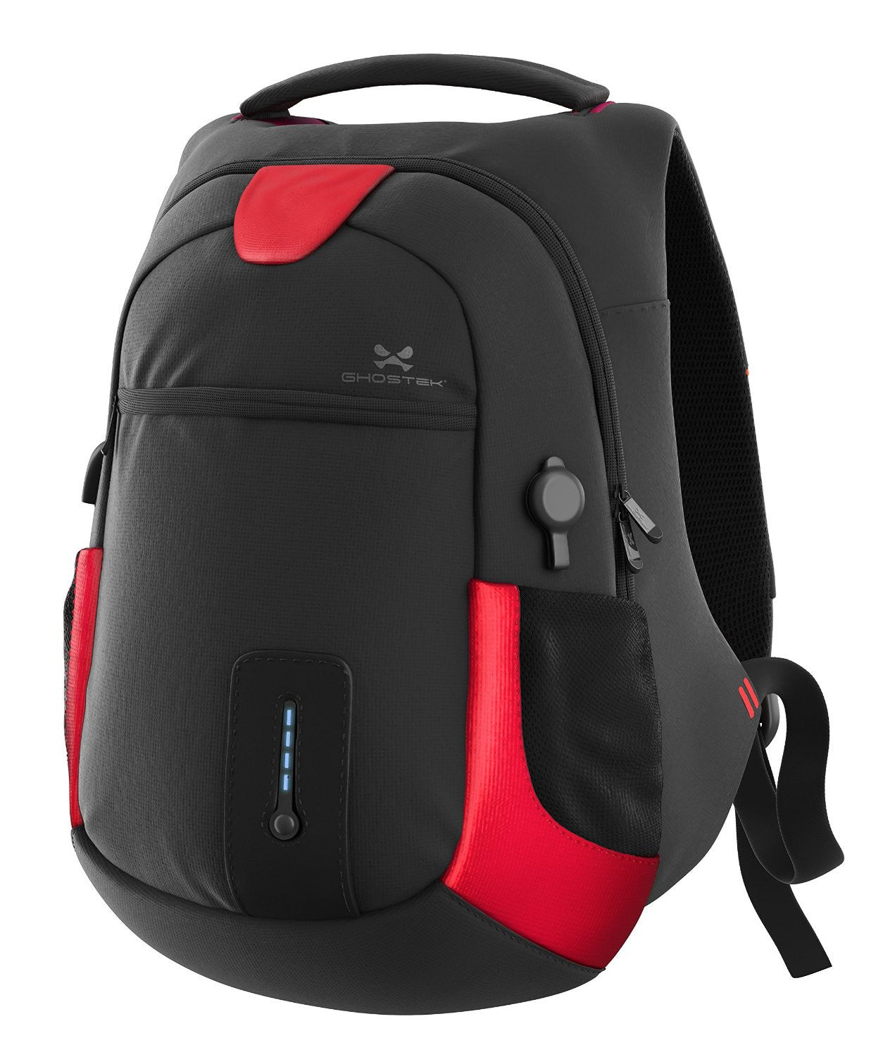 Mochila Messenger de Laptop para Computador Ghostek NRGbag Série Vermelha + Bateria Power Bank | Resistente à Água | 7000mAh
