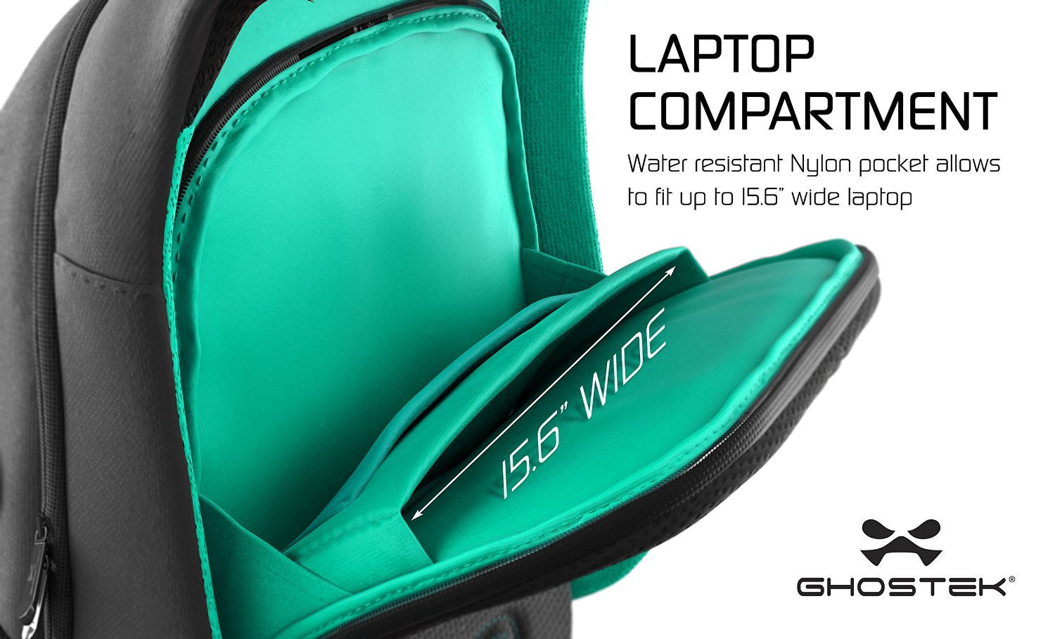 Ghostek NRGbag Teal Series Computer Laptop Messenger Backpack Book Bag + Battery Power Bank | Water Resistant | 7000mAh (Color in image: Red)