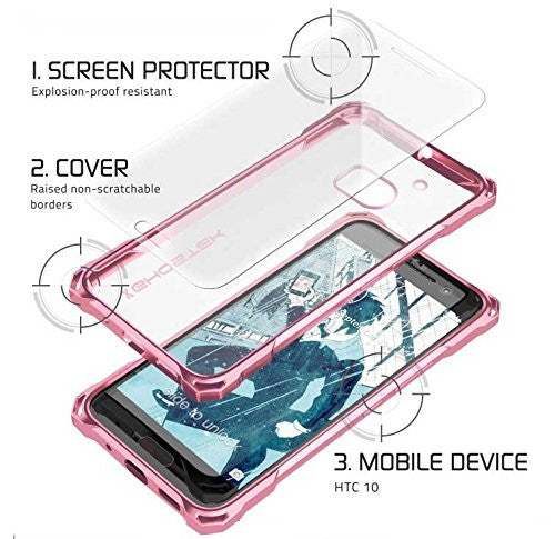 HTC 10 Case, Ghostek® Covert Pink Series Premium Slim Hybrid | w/Screen Protector | Ultra Fit (Color in image: Gold)