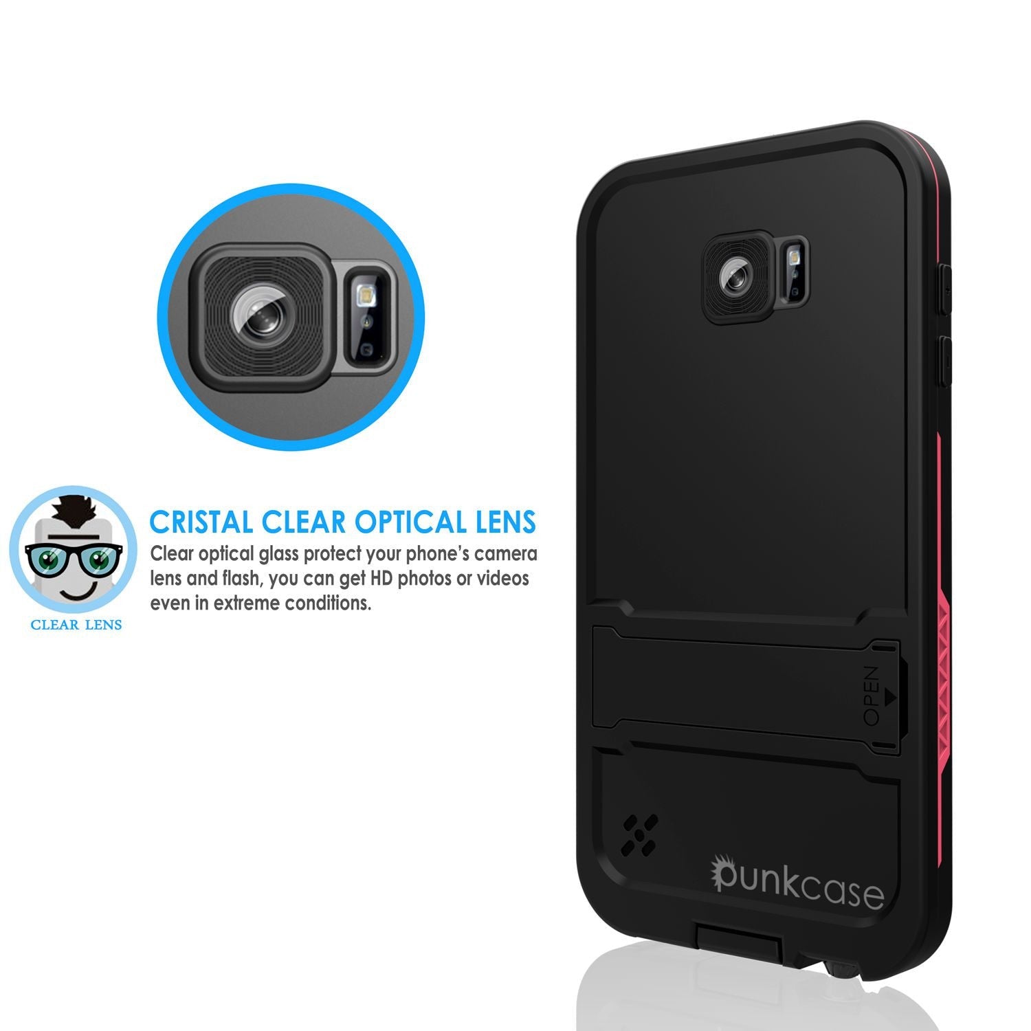 Galaxy S6 Waterproof Case, Punkcase SpikeStar Pink Water/Shock/Dirt/Snow Proof | Lifetime Warranty (Color in image: red)