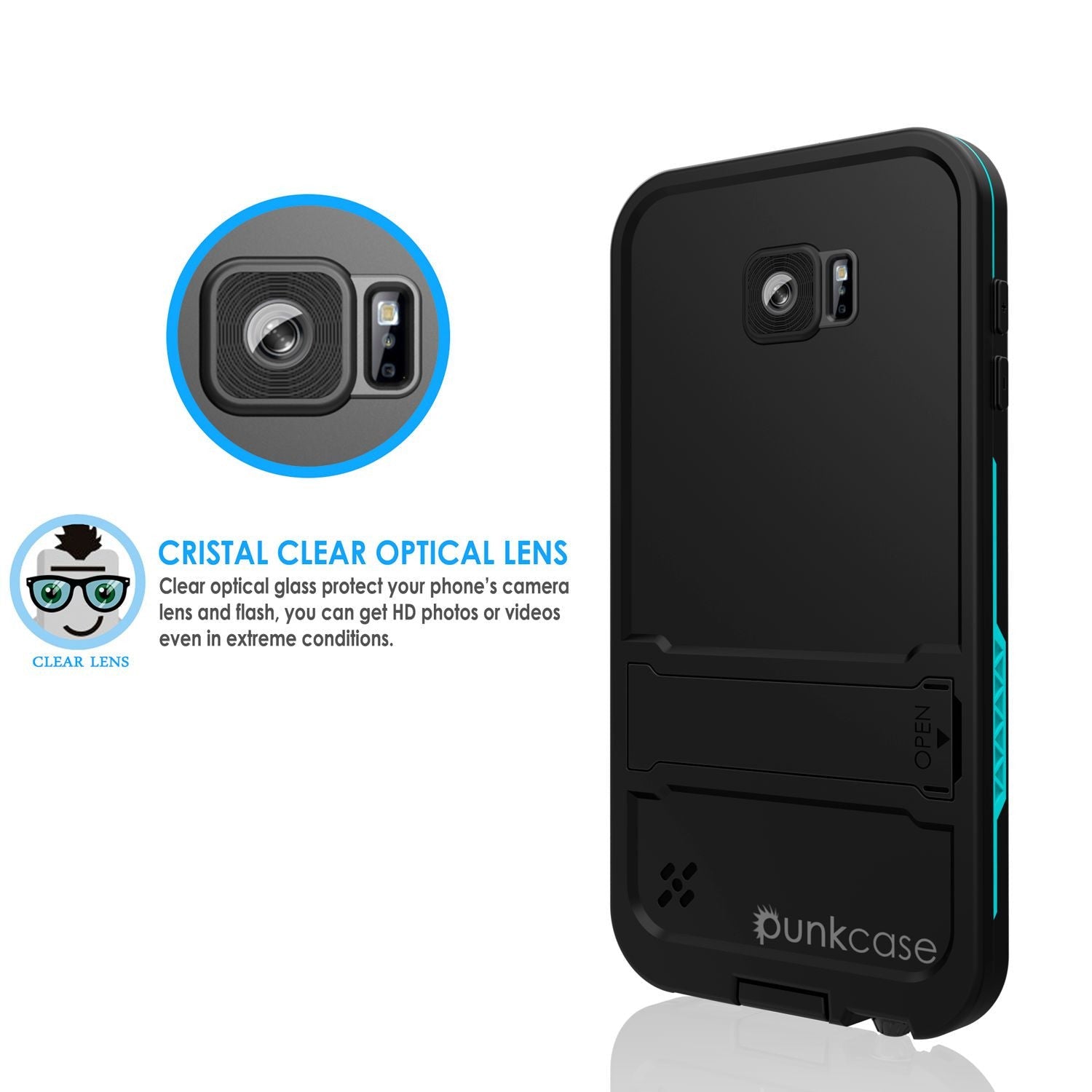 Galaxy S6 Waterproof Case, Punkcase SpikeStar Teal Water/Shock/Dirt/Snow Proof | Lifetime Warranty (Color in image: red)