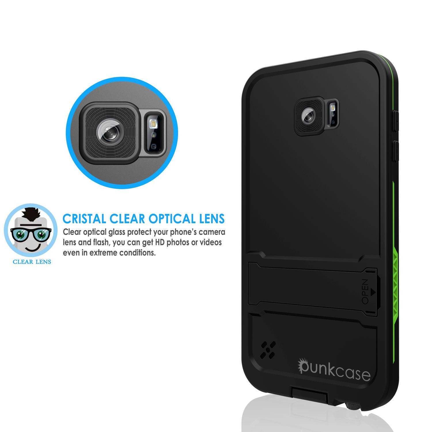 Galaxy S6 Waterproof Case, Punkcase SpikeStar Light Green Water/Shock/Dirt Proof | Lifetime Warranty (Color in image: red)