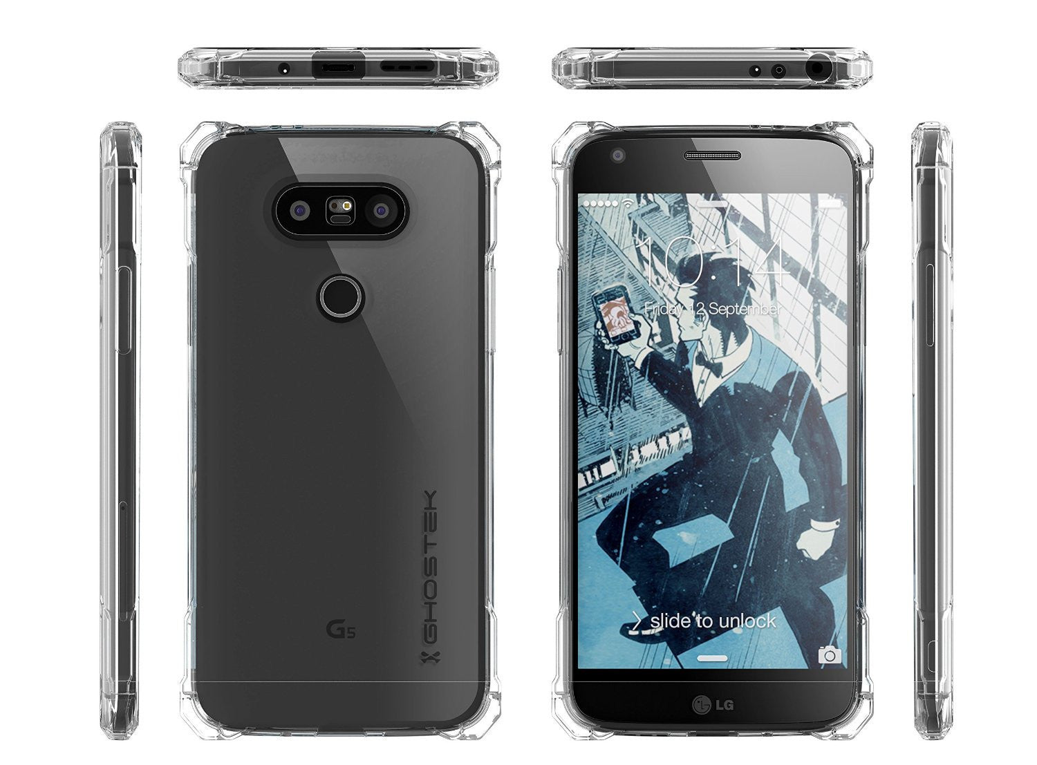 LG G5 Case, Ghostek® Clear Covert Premium Slim Hybrid Protective Cover | Lifetime Warranty Exchange (Color in image: Space Grey)