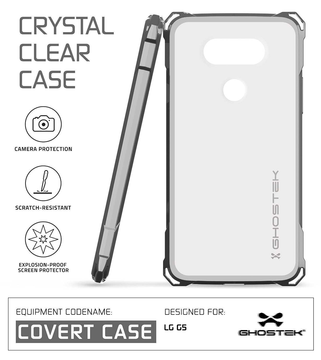 LG G5 Case, Ghostek® Space Grey Covert Premium Hybrid Protective Cover | Lifetime Warranty Exchange (Color in image: Red)